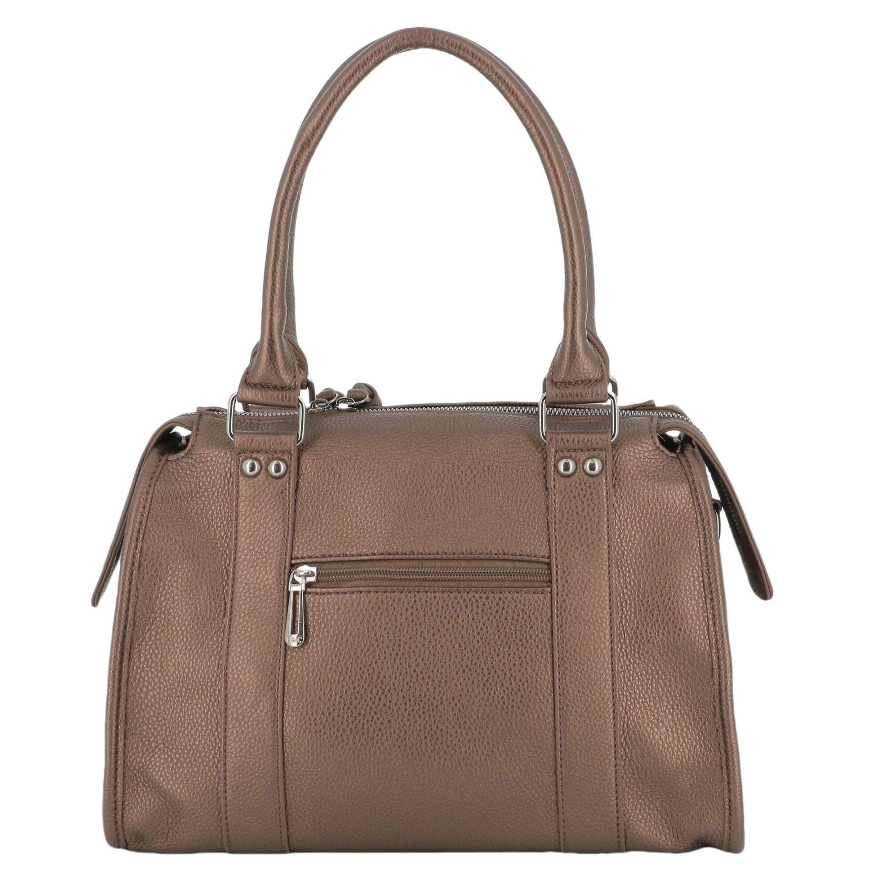 Flora & co Grand sac cabas en bandoulière multipoches pour femme Marron Metal