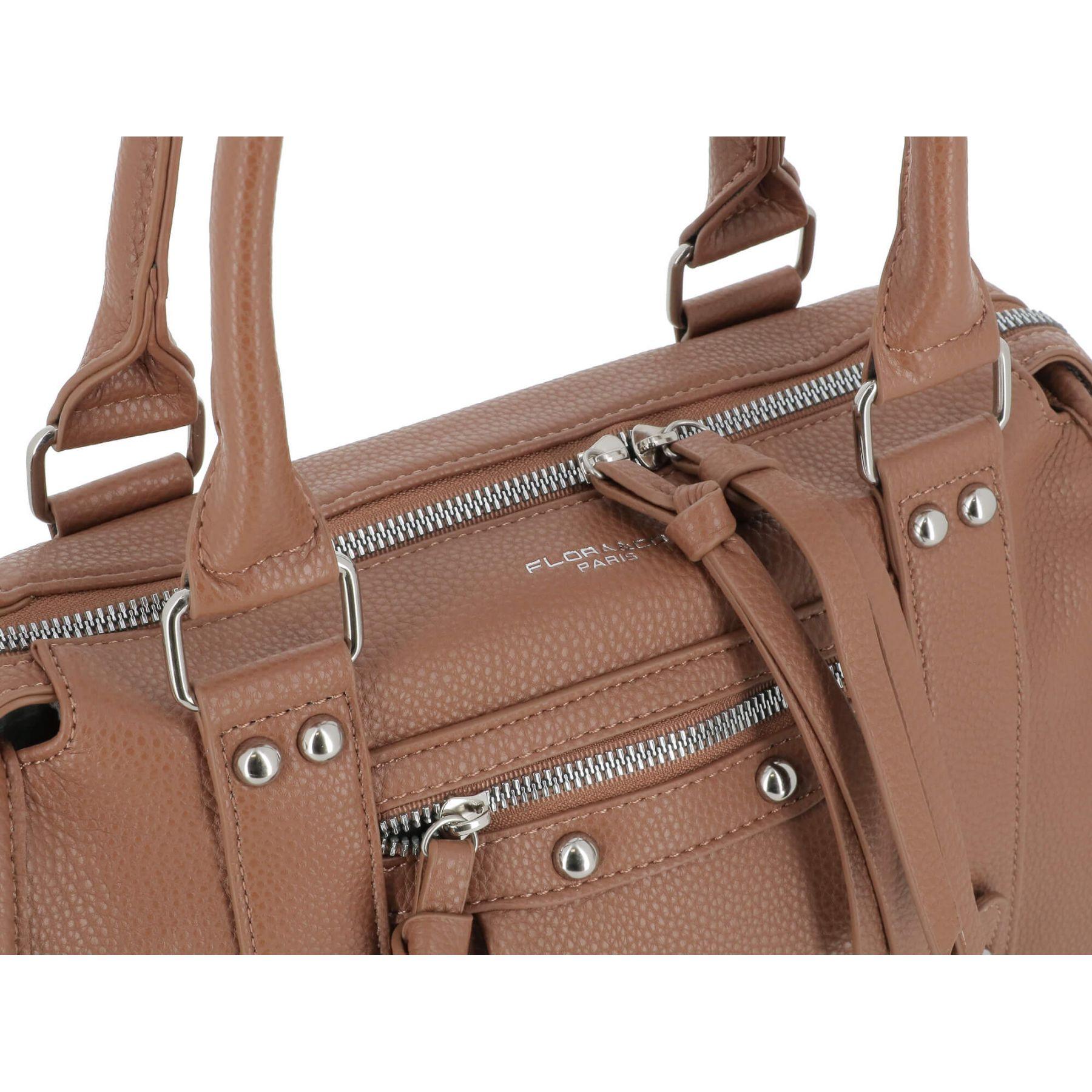 Flora & co Grand sac cabas en bandoulière multipoches pour femme Camel