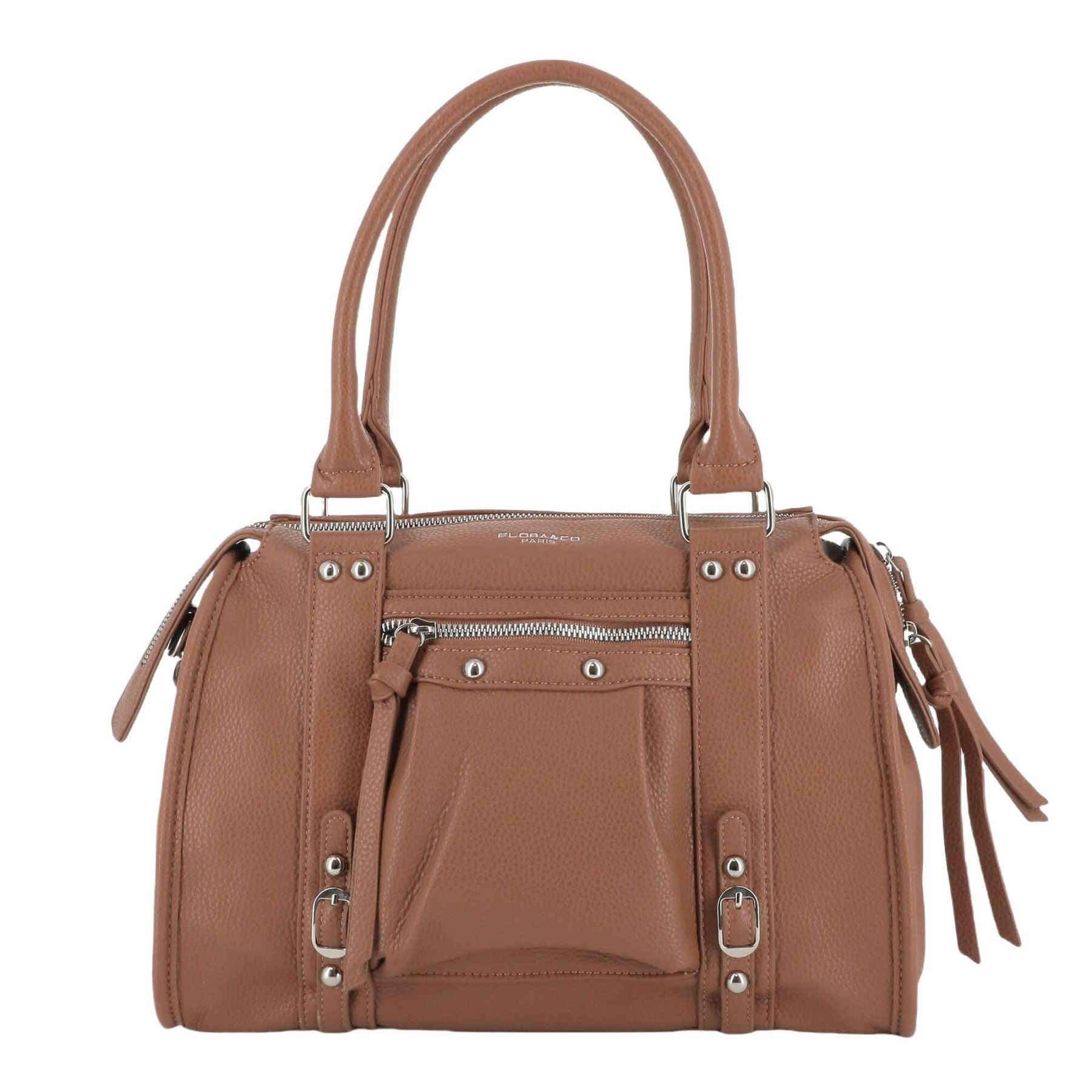 Flora & co Grand sac cabas en bandoulière multipoches pour femme Camel