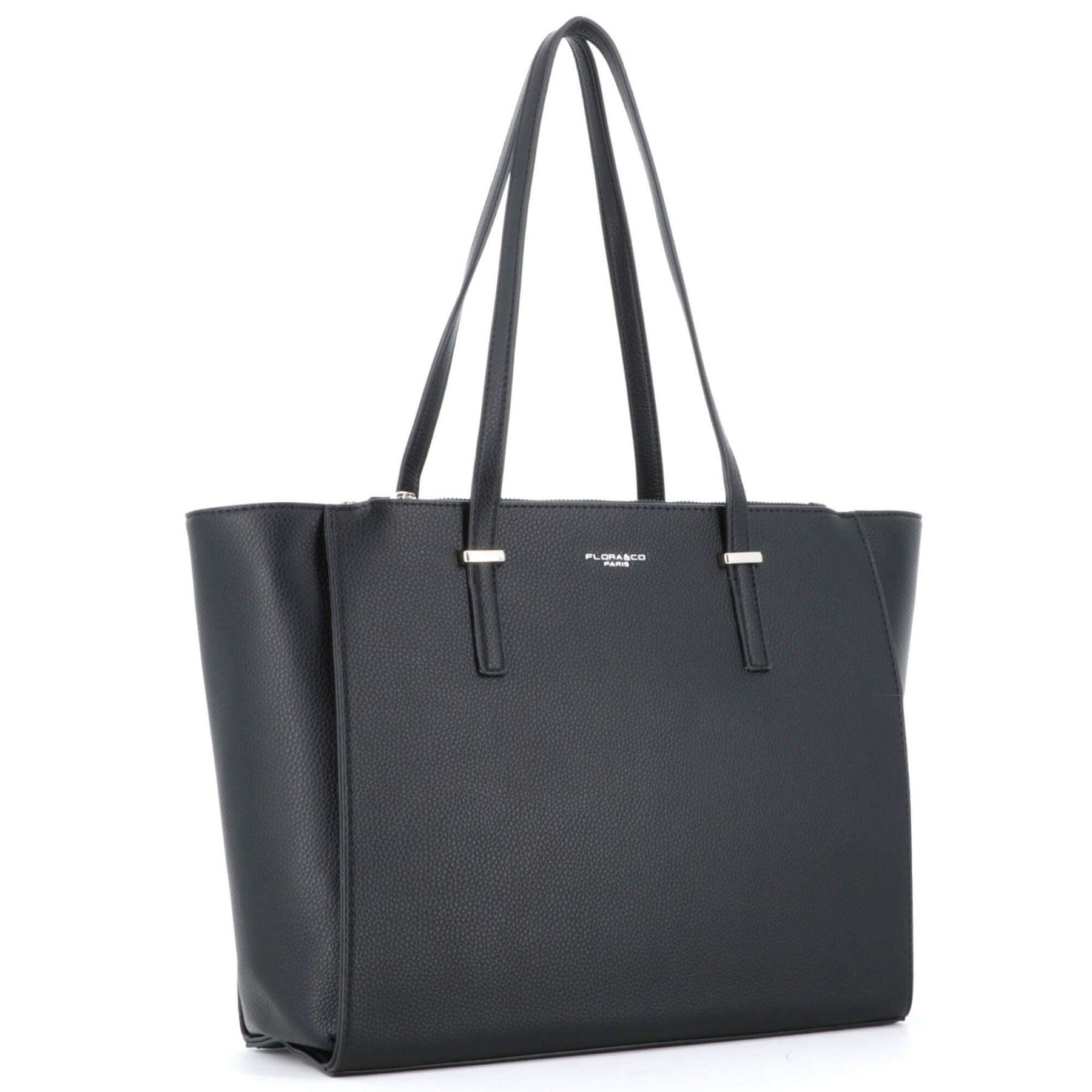 Flora & co Grand sac cabas multipoches similicuir grainé Noir