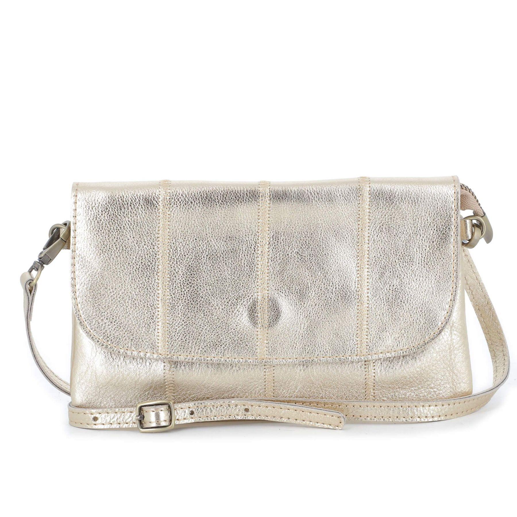 Made in Italy mini sac pochette bandoulière femme cuir véritable Or