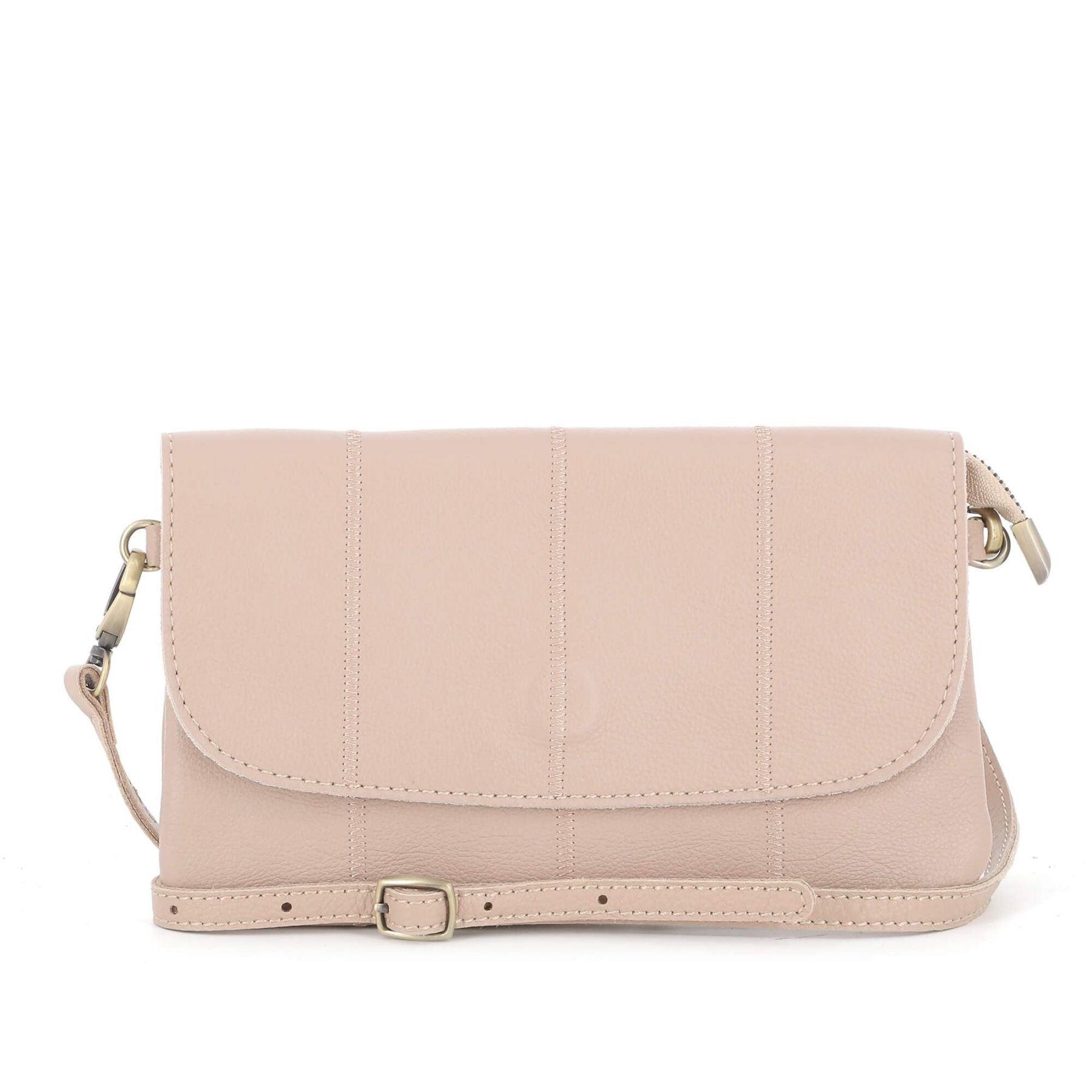 Made in Italy mini sac pochette bandoulière femme cuir véritable Sable