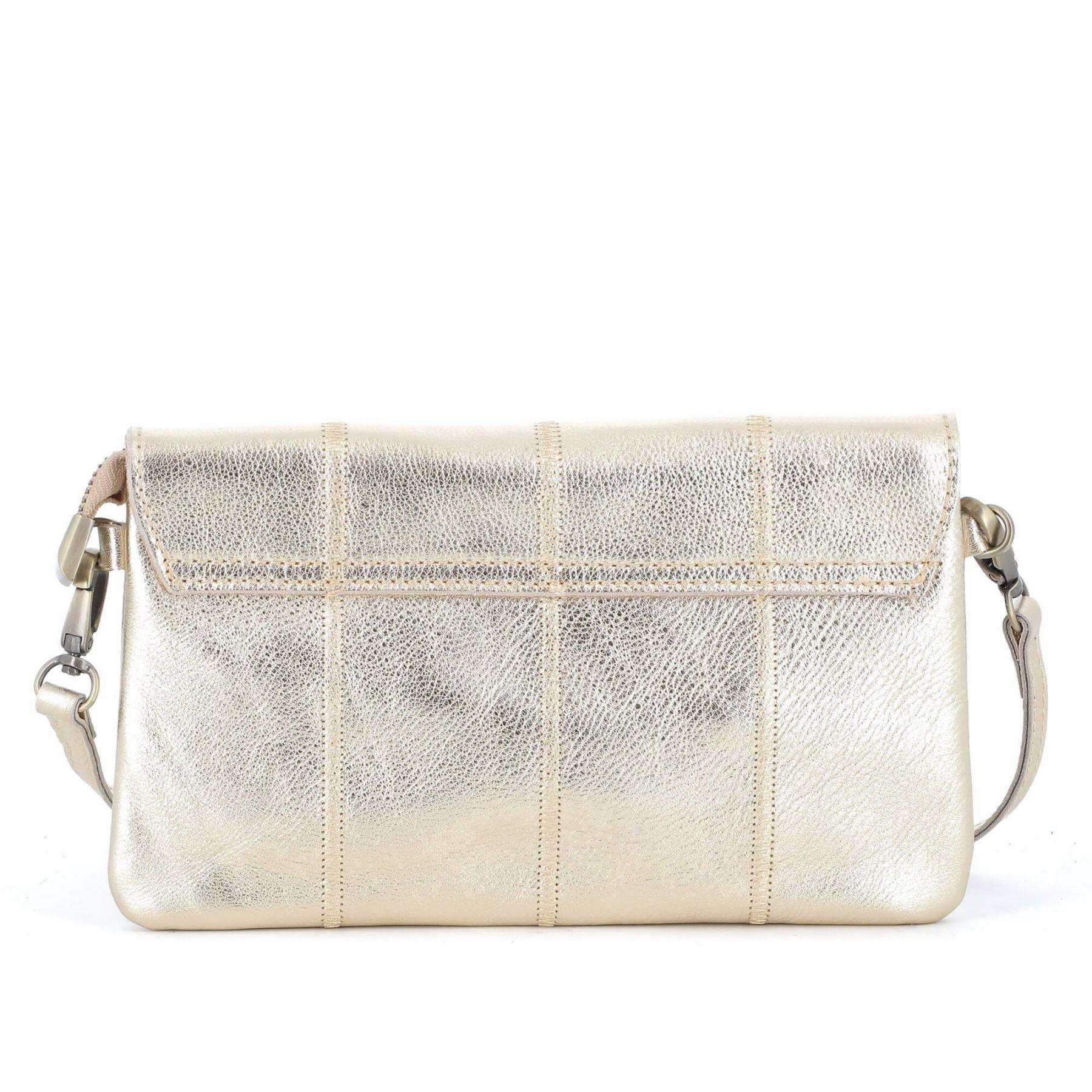 Made in Italy mini sac pochette bandoulière femme cuir véritable Or