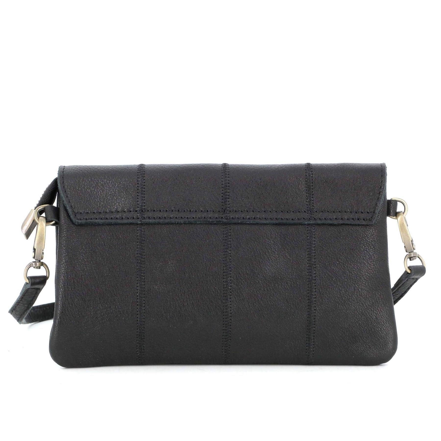 Made in Italy mini sac pochette bandoulière femme cuir véritable Noir