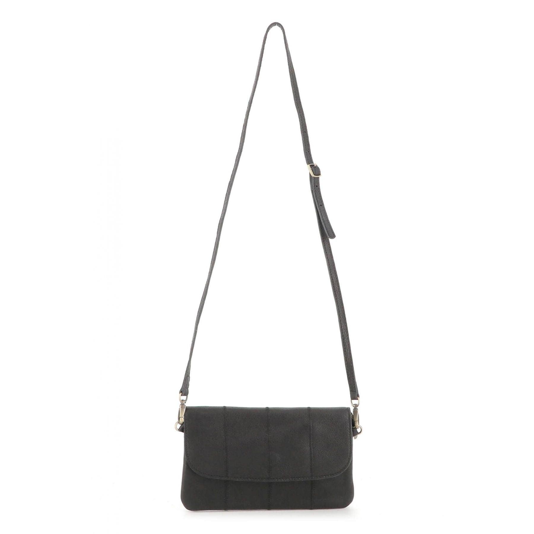 Made in Italy mini sac pochette bandoulière femme cuir véritable Noir