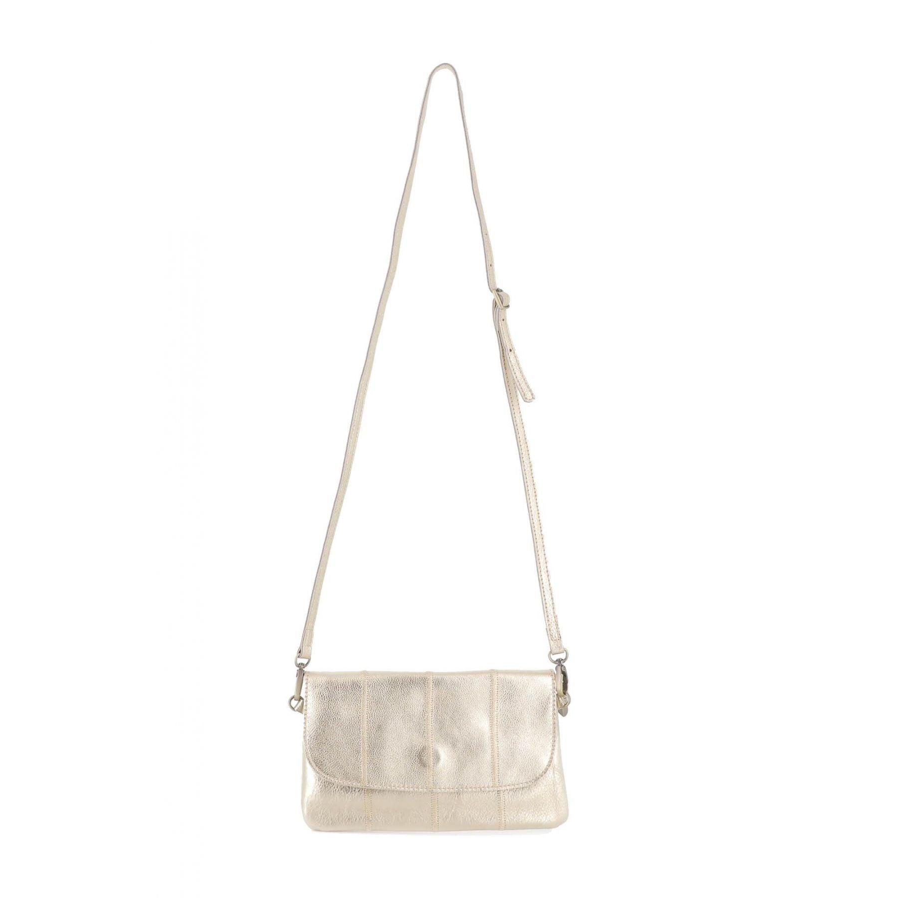 Made in Italy mini sac pochette bandoulière femme cuir véritable Or