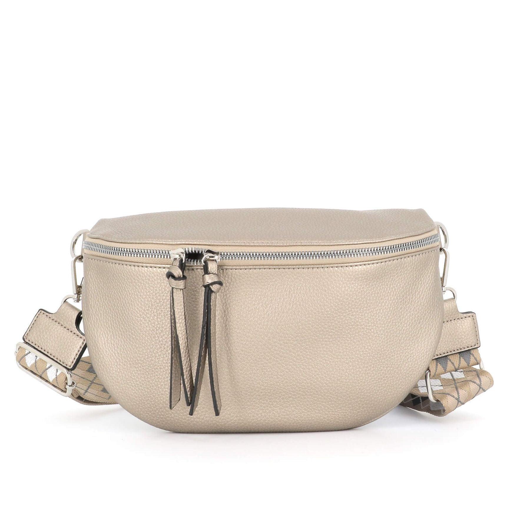 Flora & co Sac banane similicuir grainé Taupe Métal