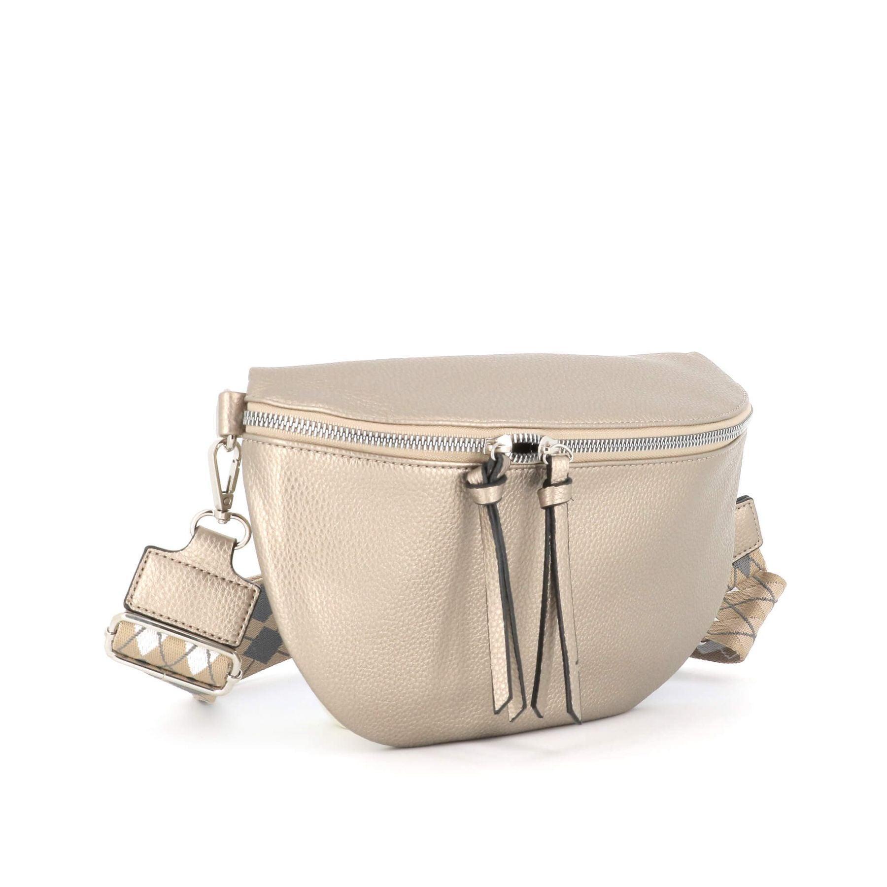 Flora & co Sac banane similicuir grainé Taupe Métal