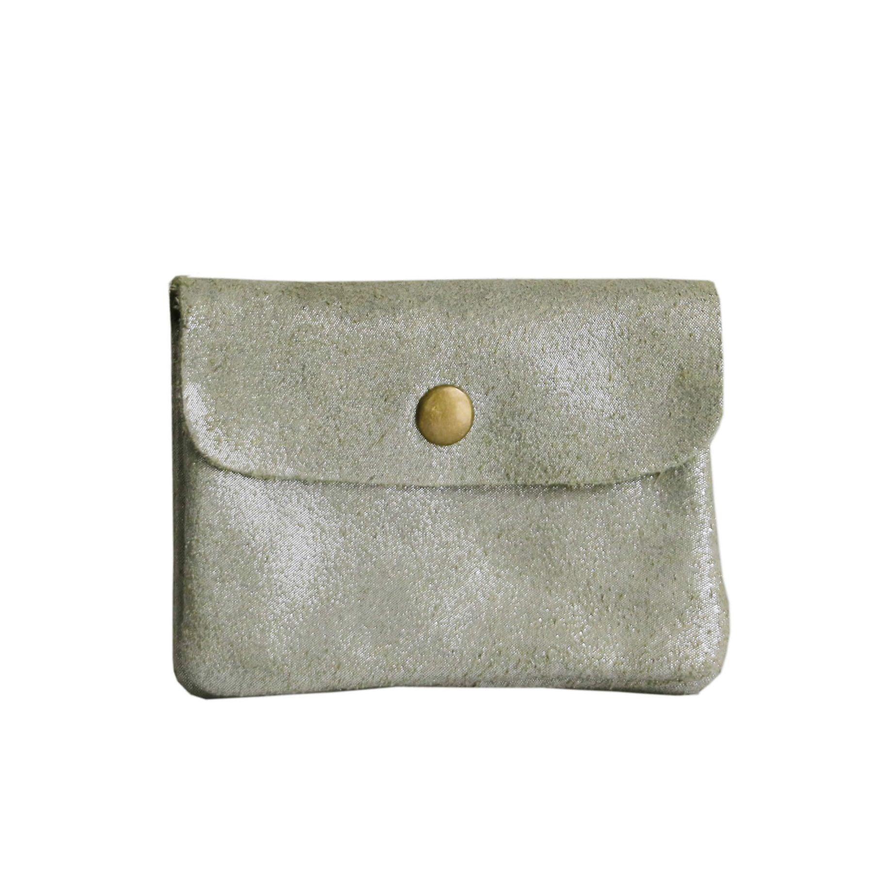 Made in Italy Petit Porte-Monnaie Cartes Format Court en Cuir Daim Irisé pour Femme Bleu Marine