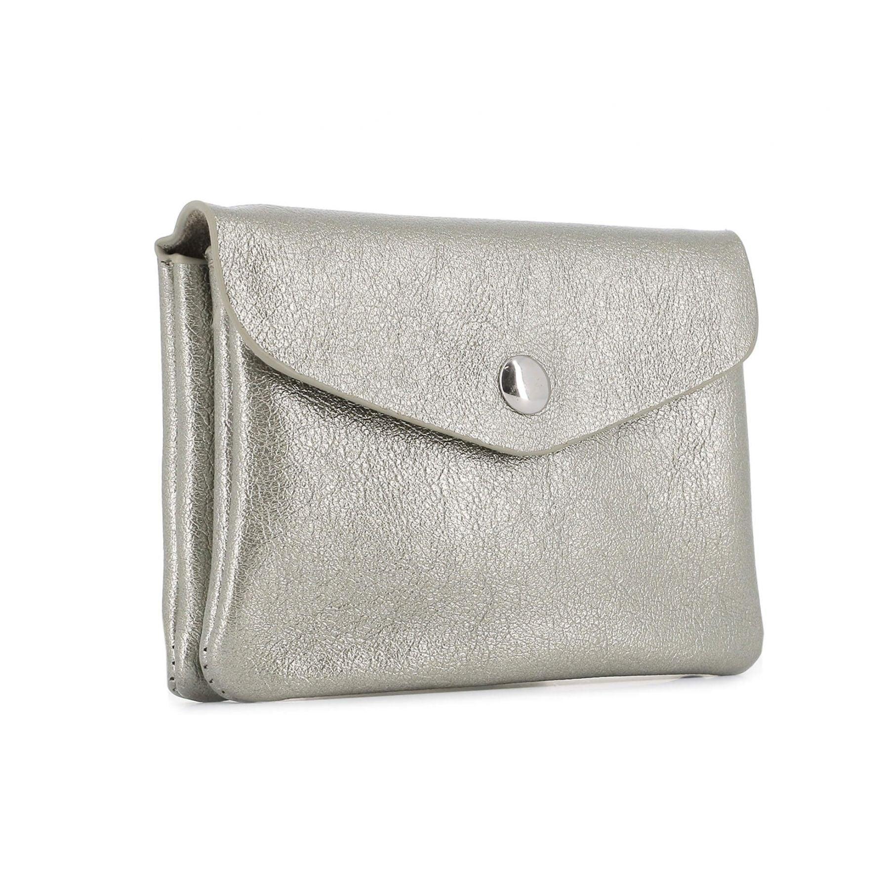 Flora & co Porte-monnaie cartes irisé bouton magnétique Taupe Clair