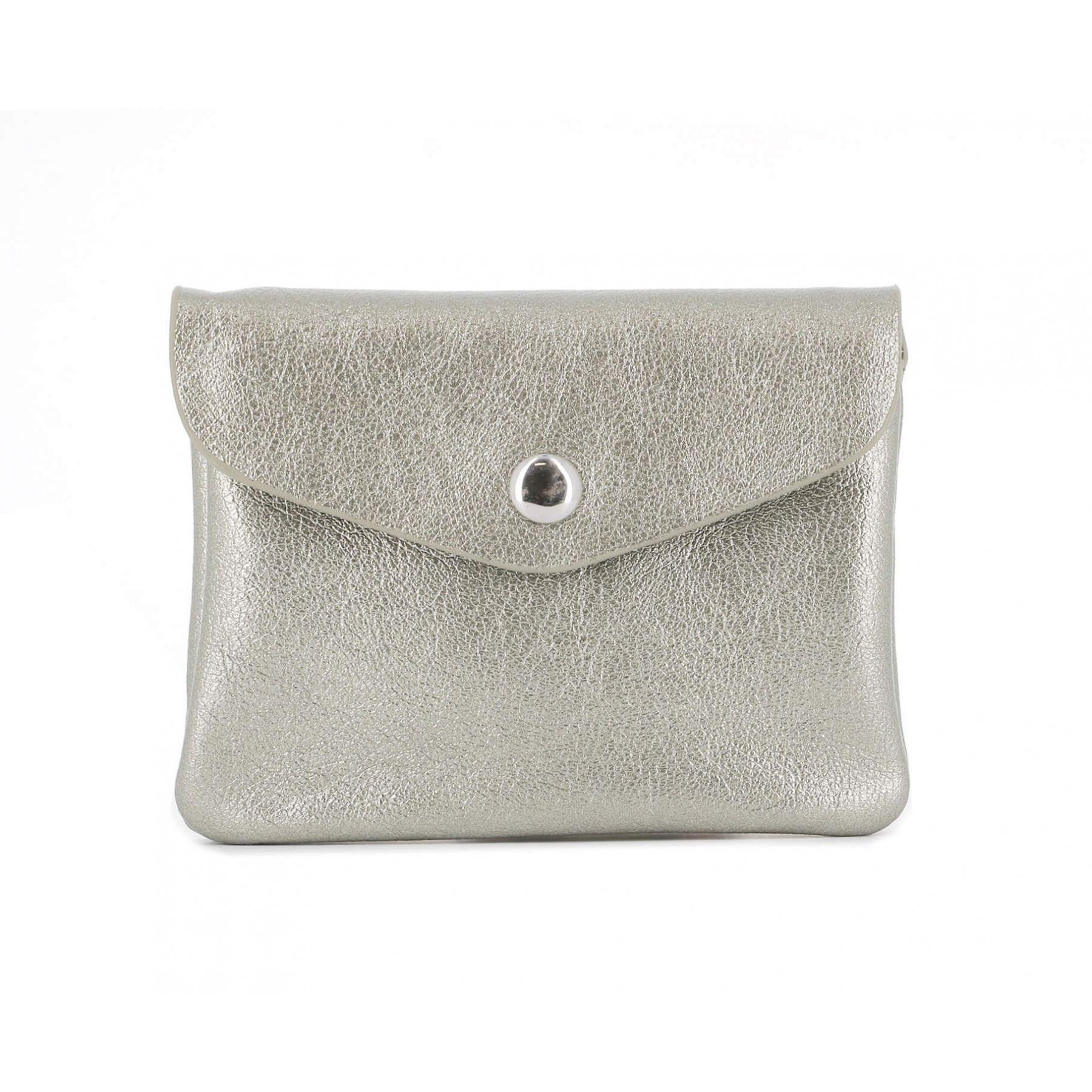 Flora & co Porte-monnaie cartes irisé bouton magnétique Taupe Clair