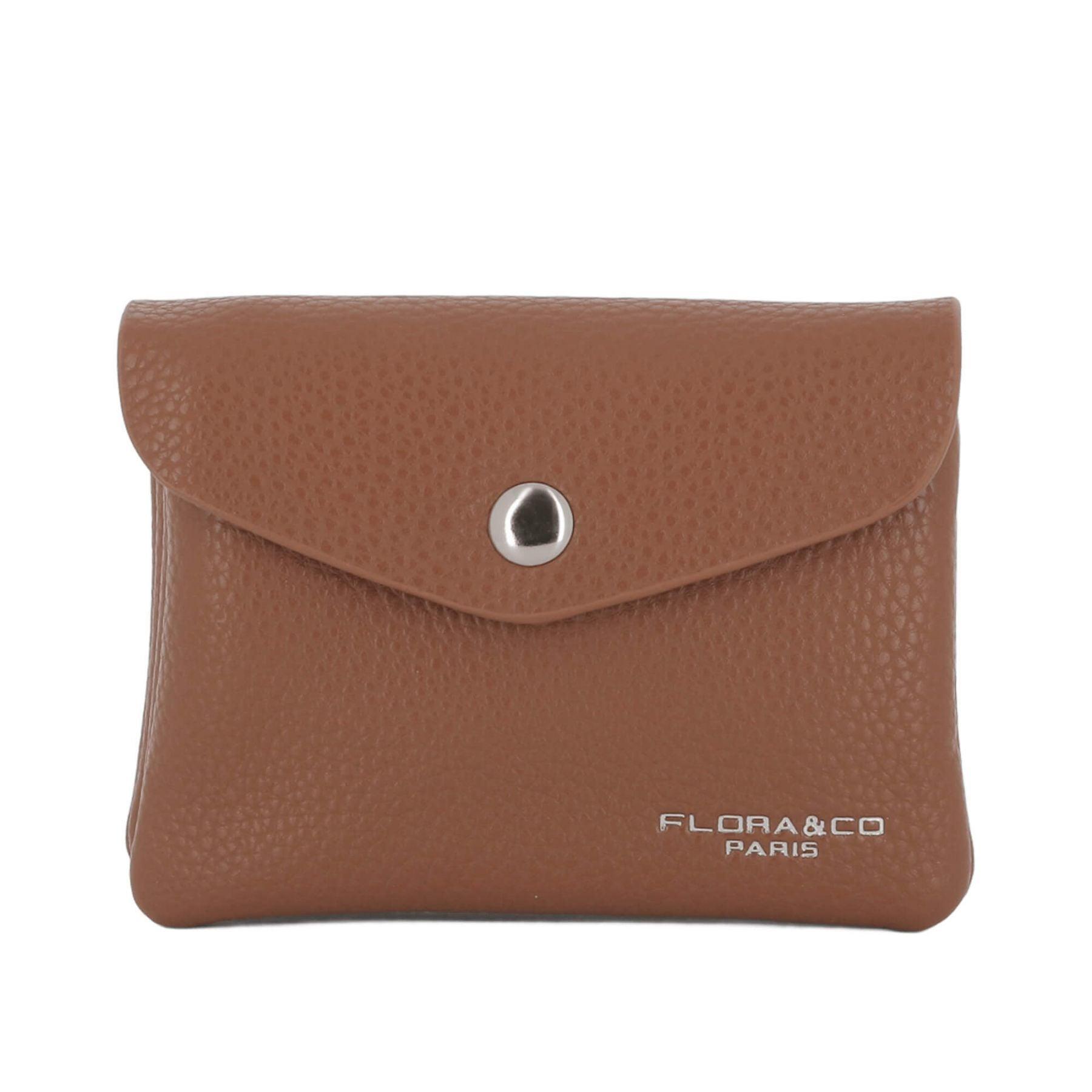 Flora & co Porte-monnaie cartes souple magnétique Camel