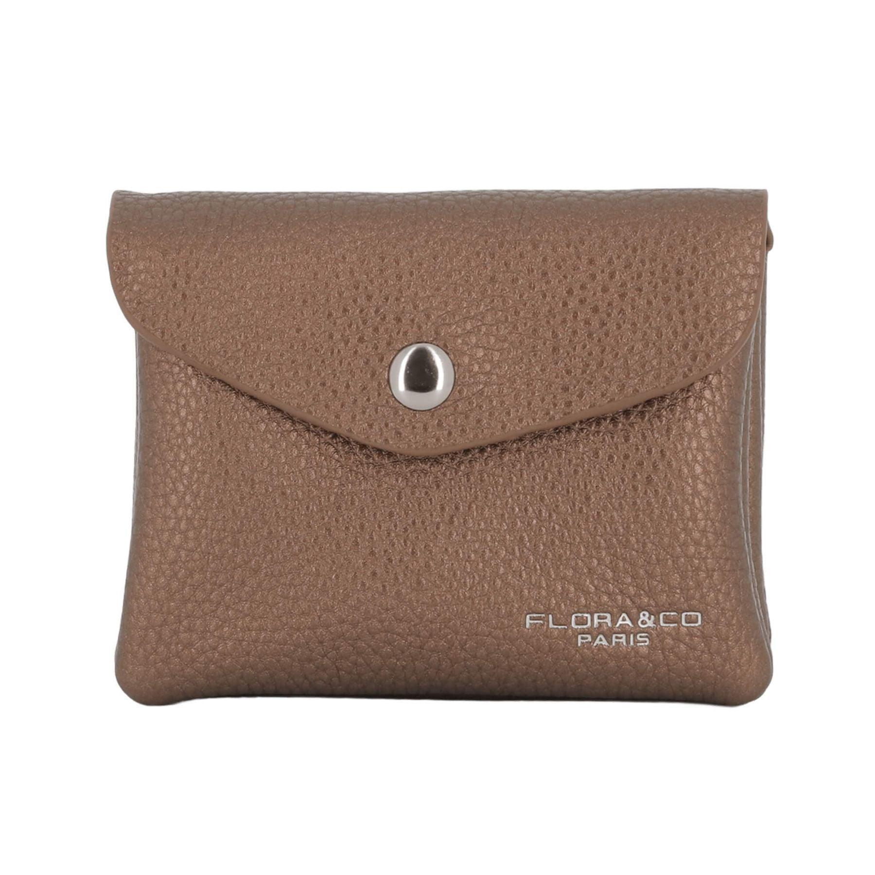 Flora & co Porte-monnaie cartes souple magnétique Marron Métal