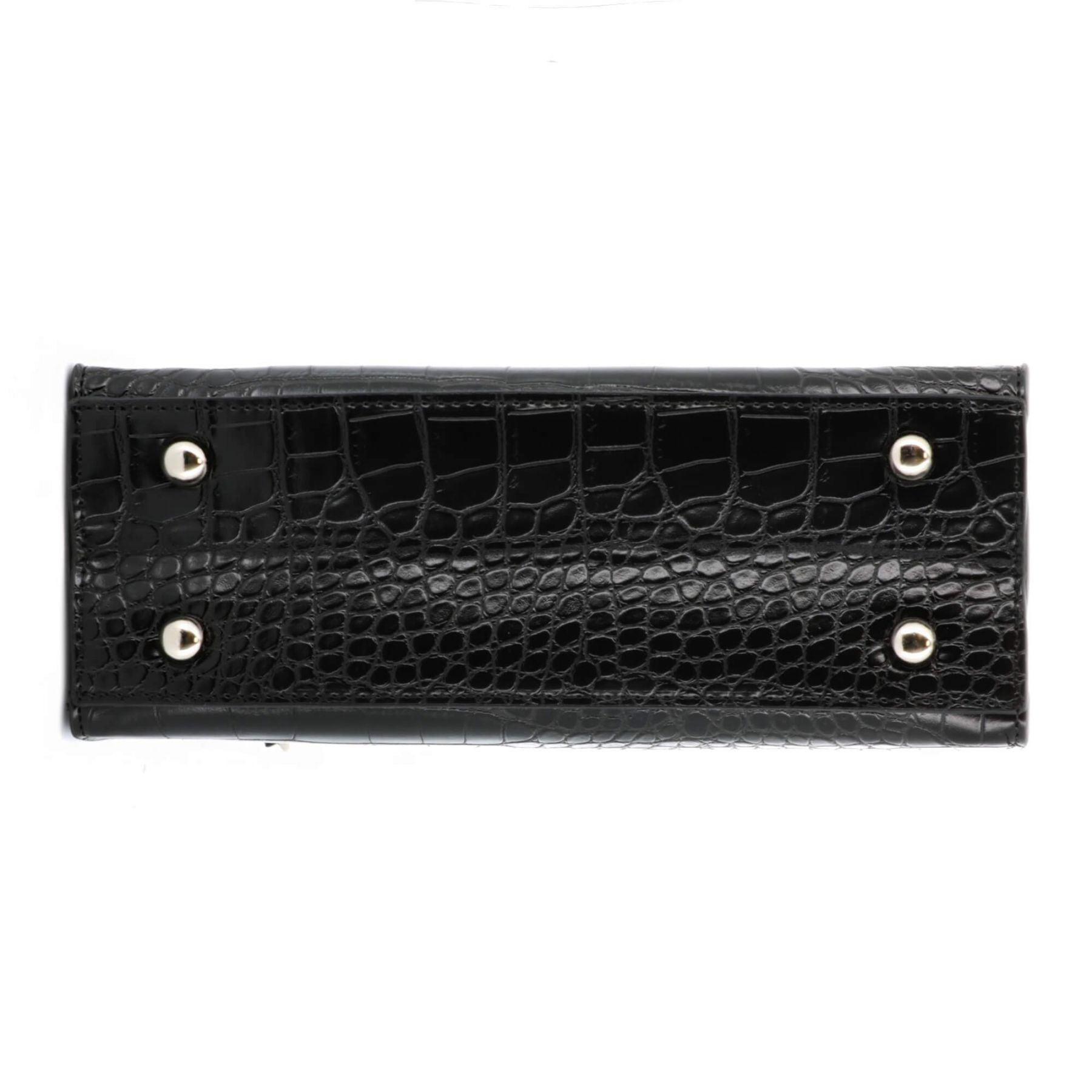 Flora & co Petit sac à main bandoulière chaîne effet croco Noir