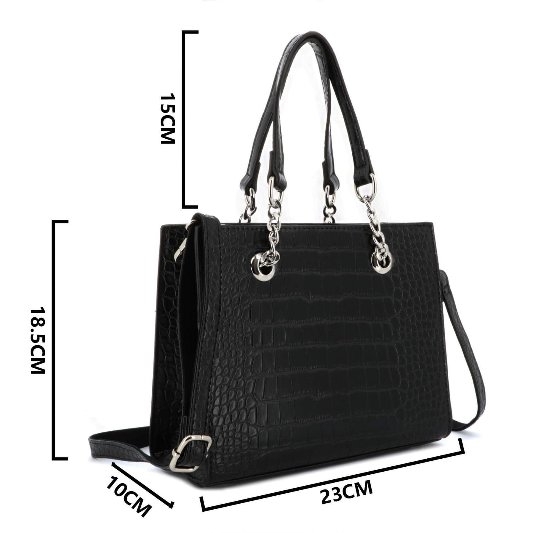 Flora & co Petit sac à main bandoulière chaîne effet croco Noir