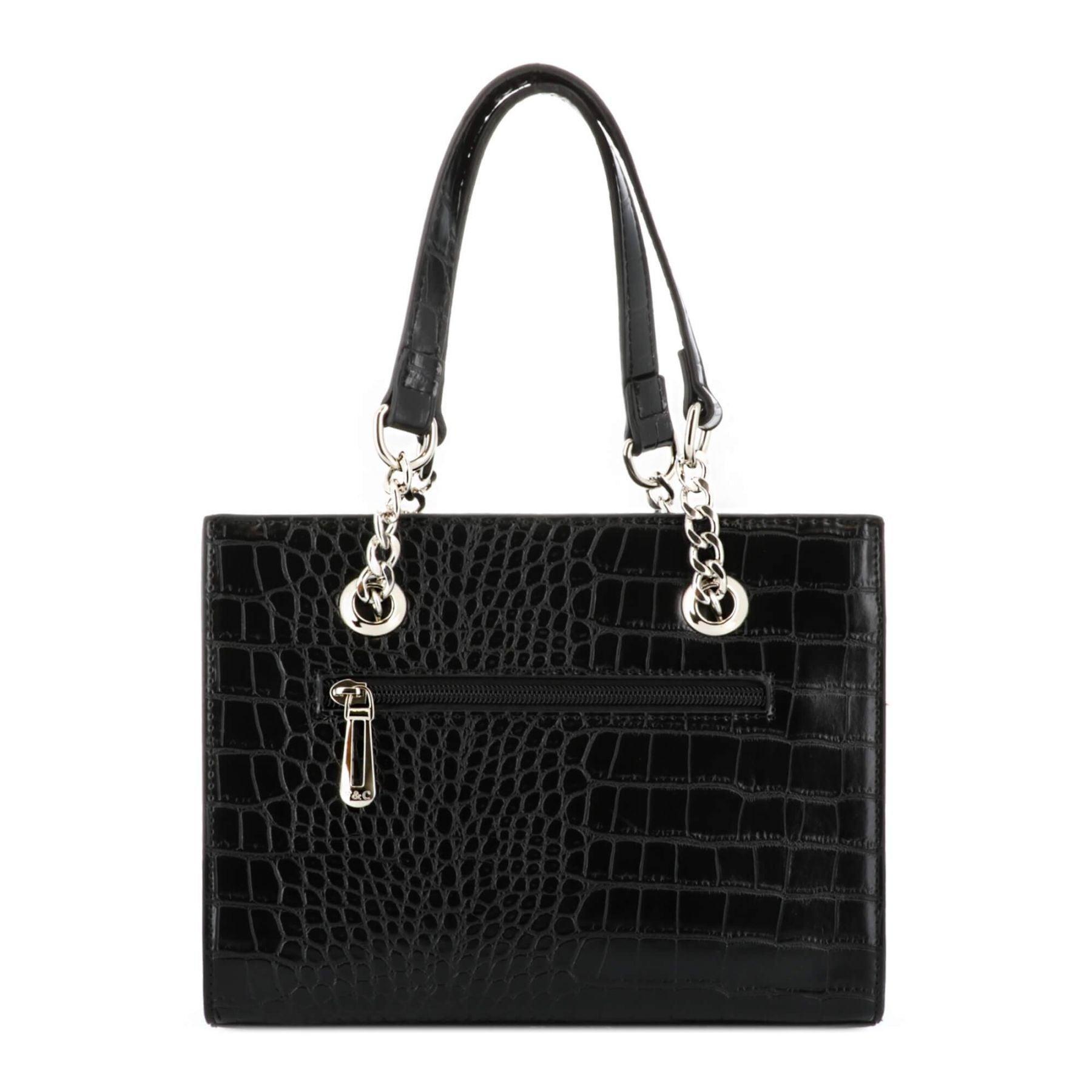 Flora & co Petit sac à main bandoulière chaîne effet croco Noir