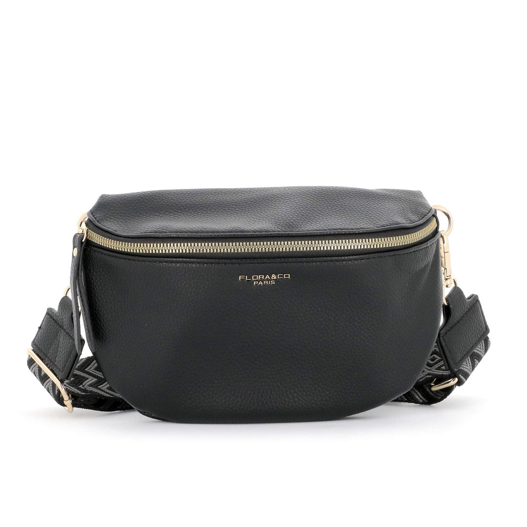 Flora & co Petit sac banane brodée similicuir grainé Noir