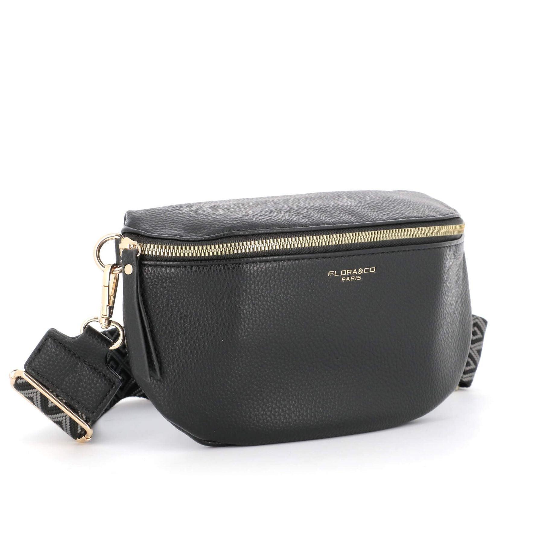 Flora & co Petit sac banane brodée similicuir grainé Noir