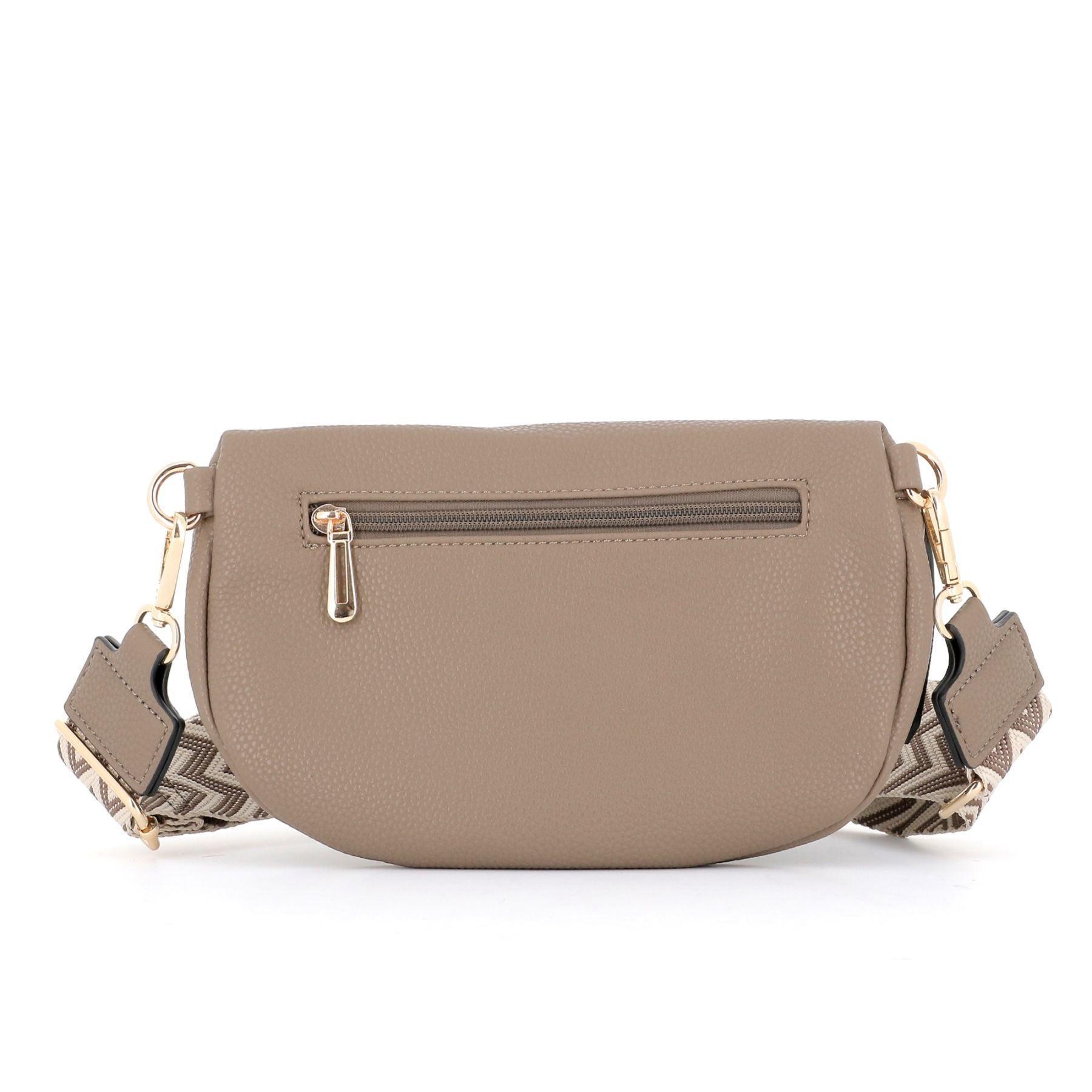 Flora & co Petit sac banane brodée similicuir grainé Taupe