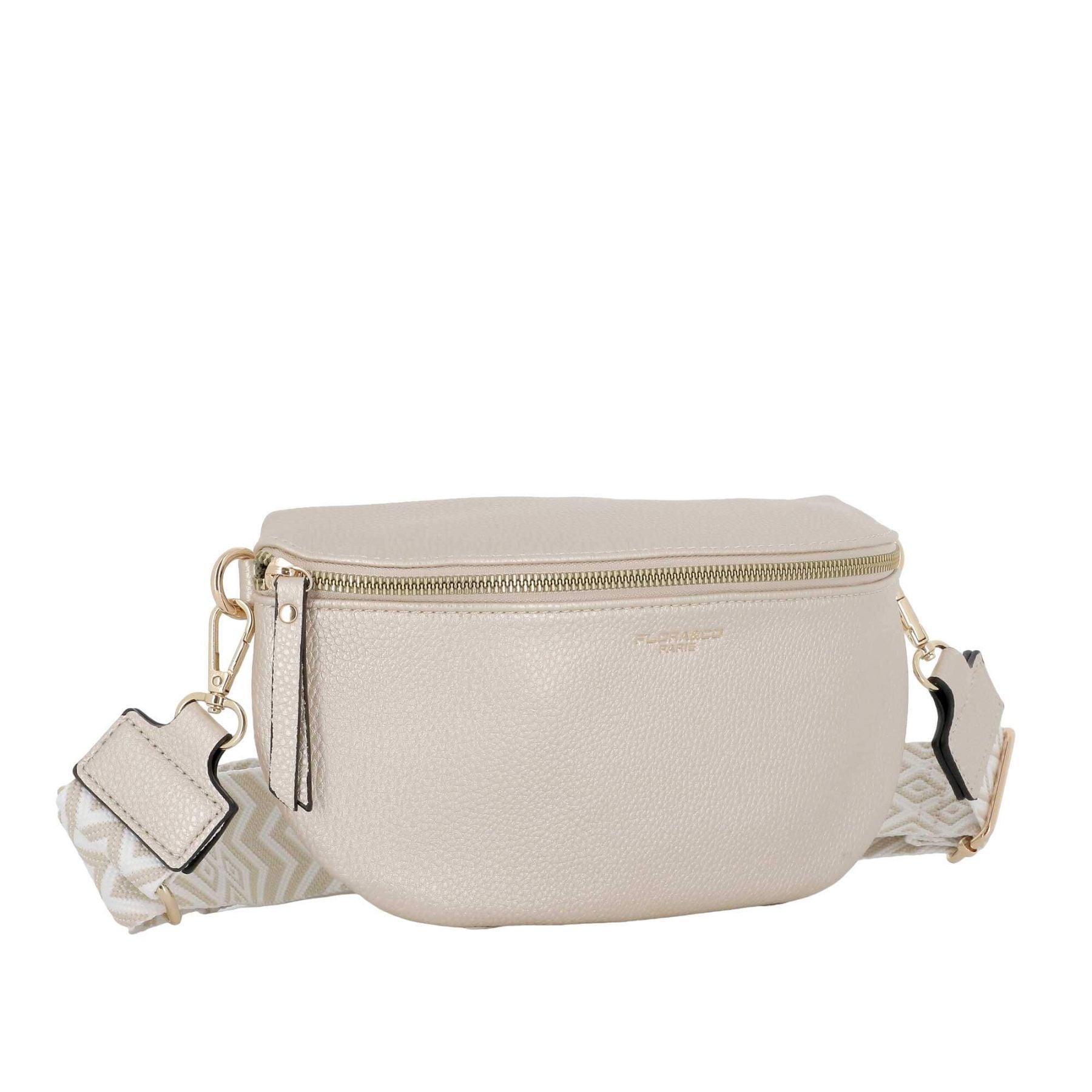 Flora & co Petit sac banane brodée similicuir grainé Ivoire