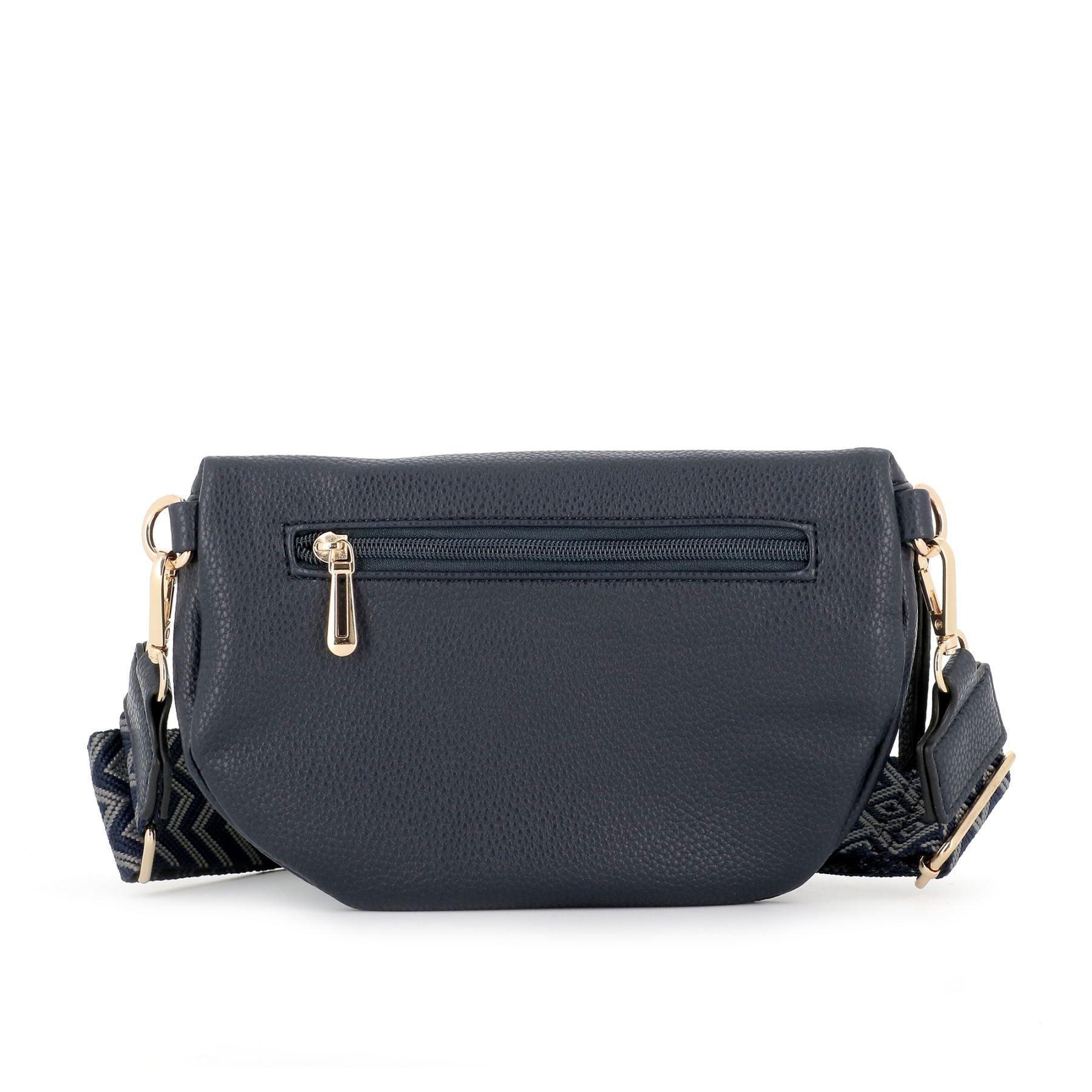 Flora & co Petit sac banane brodée similicuir grainé Bleu