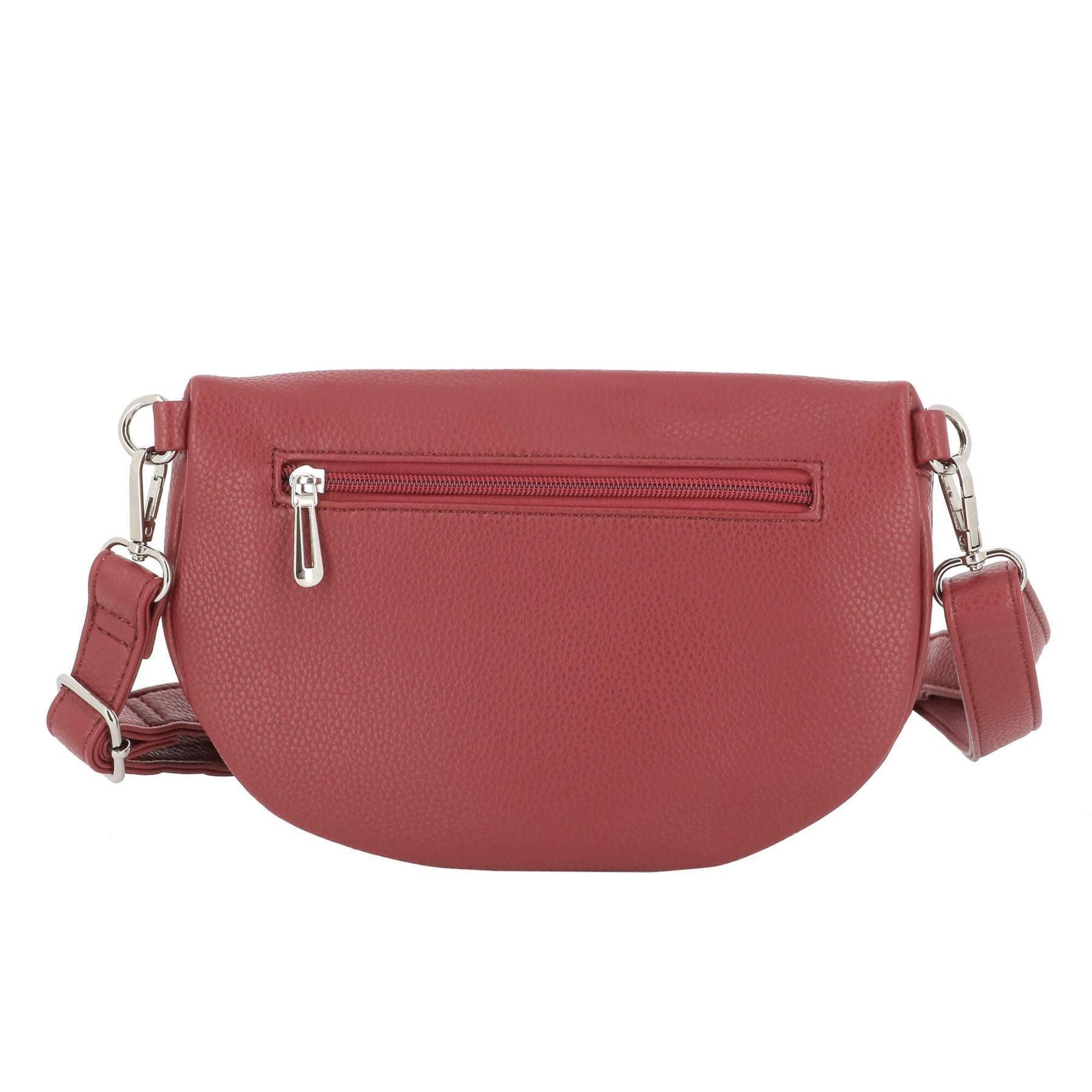 Flora & co Petit sac banane bandoulière multipoches Rouge Foncé