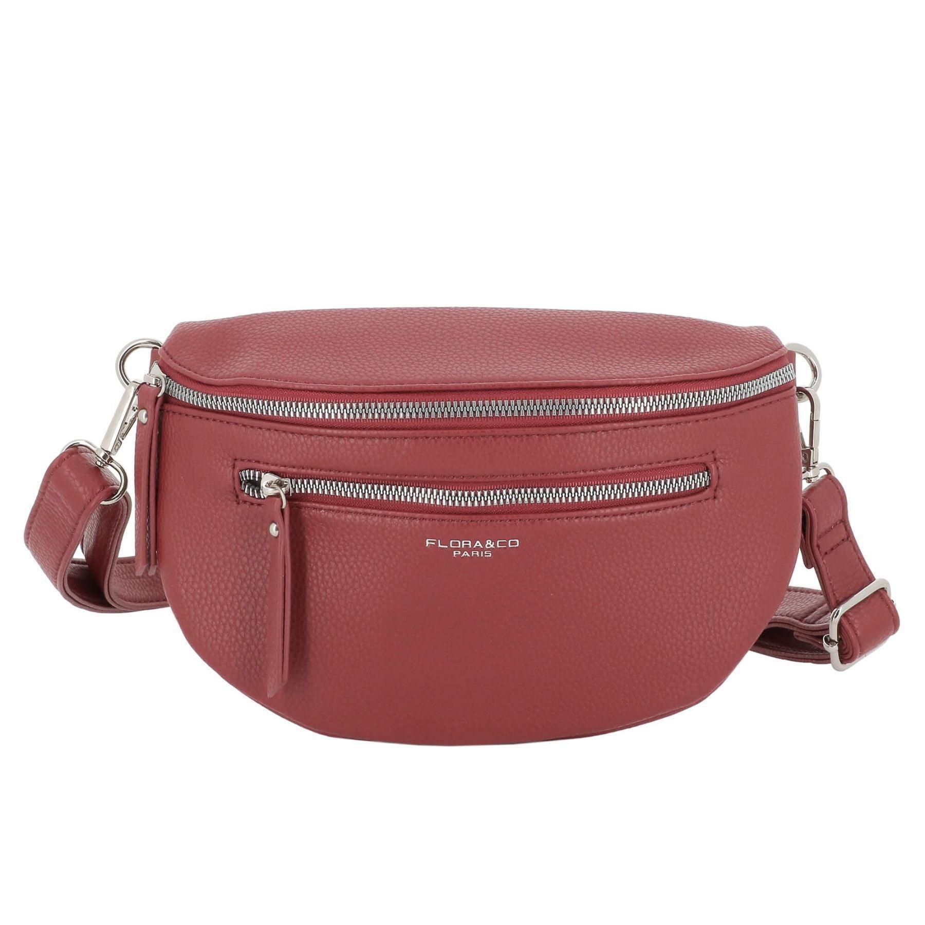 Flora & co Petit sac banane bandoulière multipoches Rouge Foncé