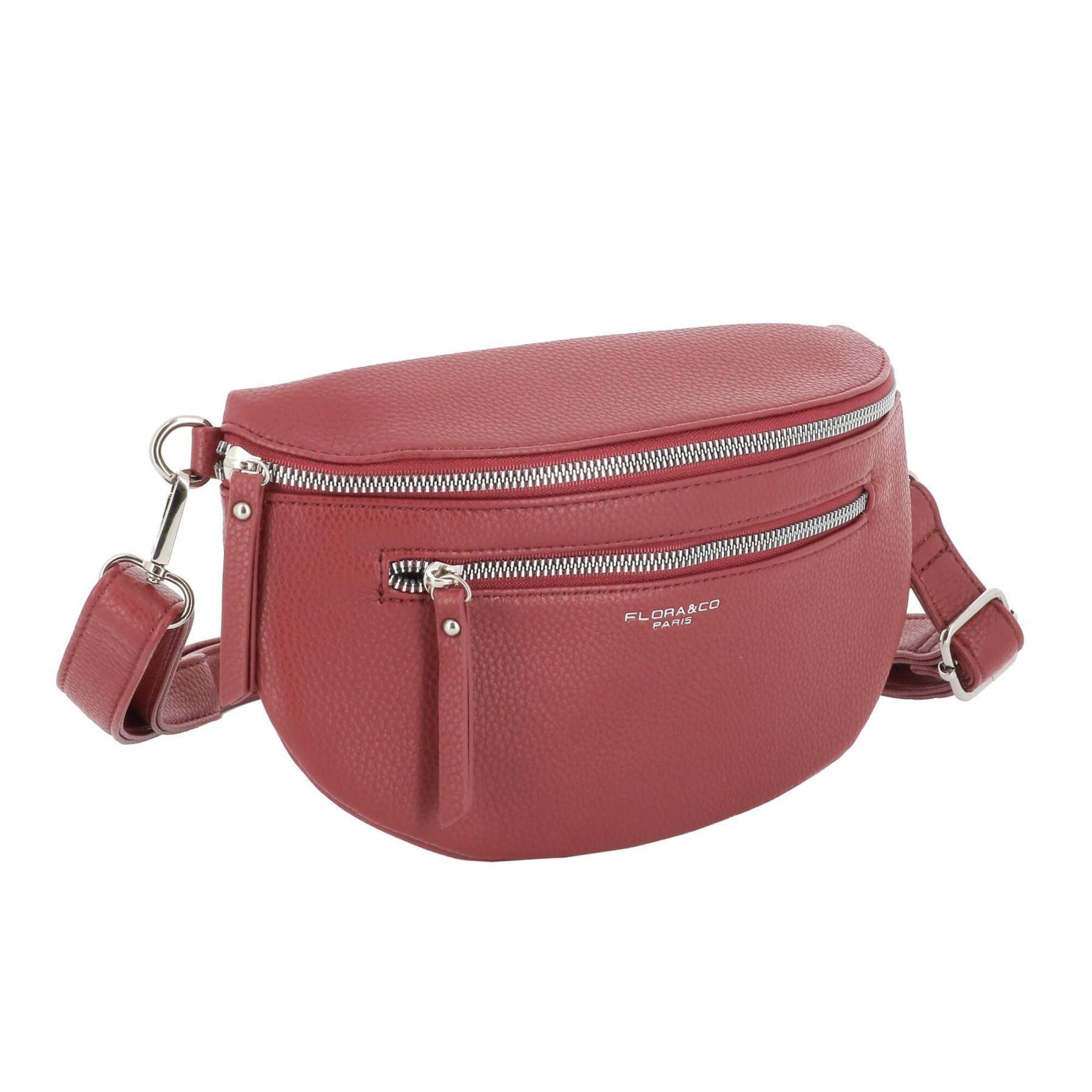 Flora & co Petit sac banane bandoulière multipoches Rouge Foncé