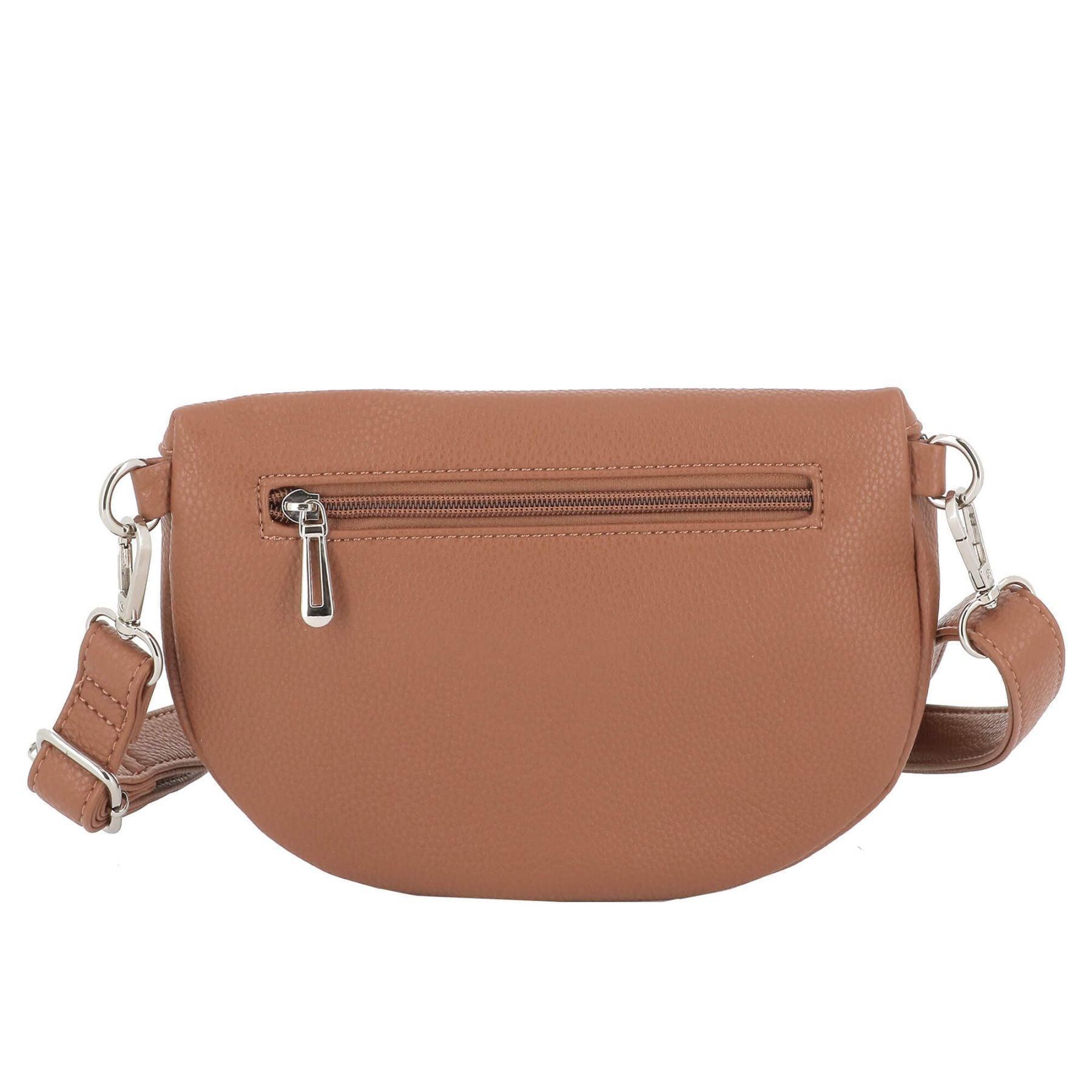 Flora & co Petit sac banane bandoulière multipoches Camel