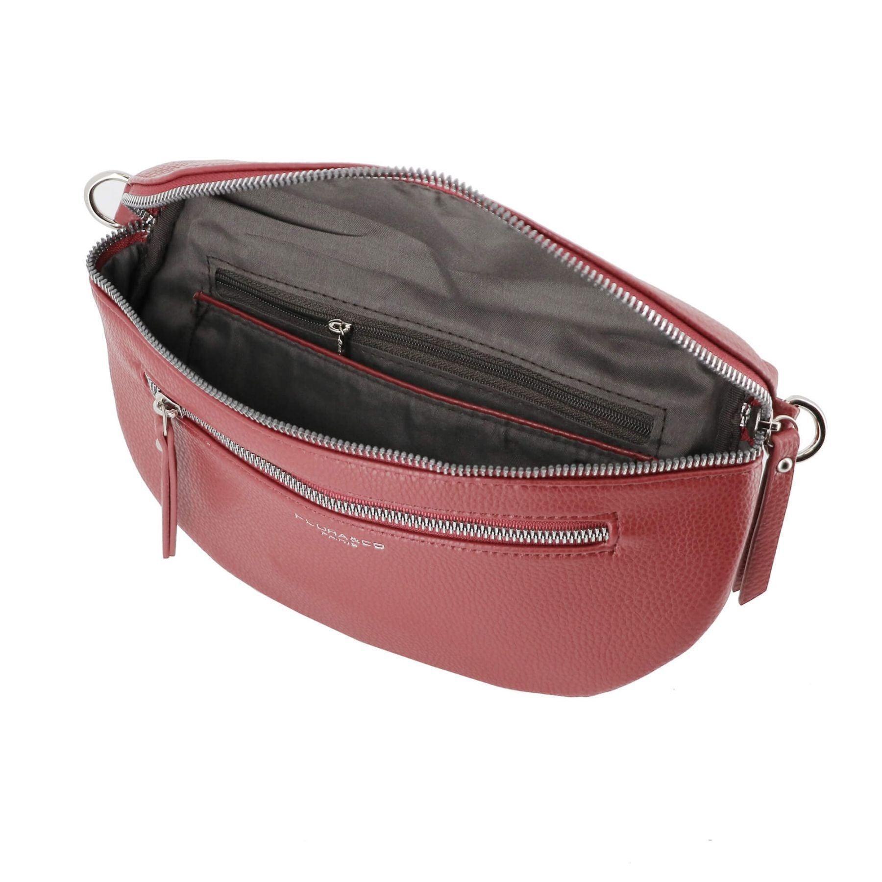 Flora & co Petit sac banane bandoulière multipoches Rouge Foncé