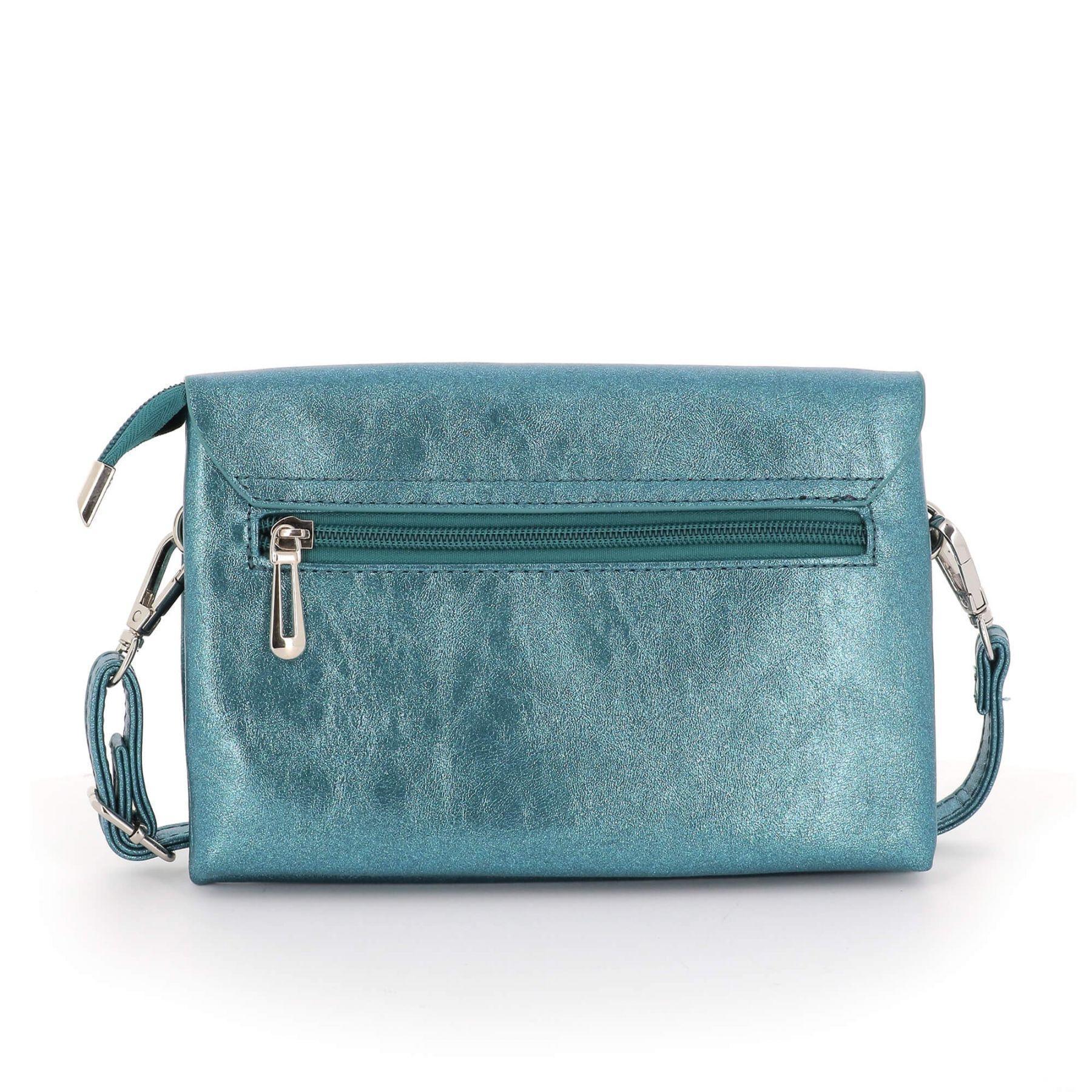 Flora & co Petit sac bandoulière similicuir irisé 2 compartiments Bleu Canard