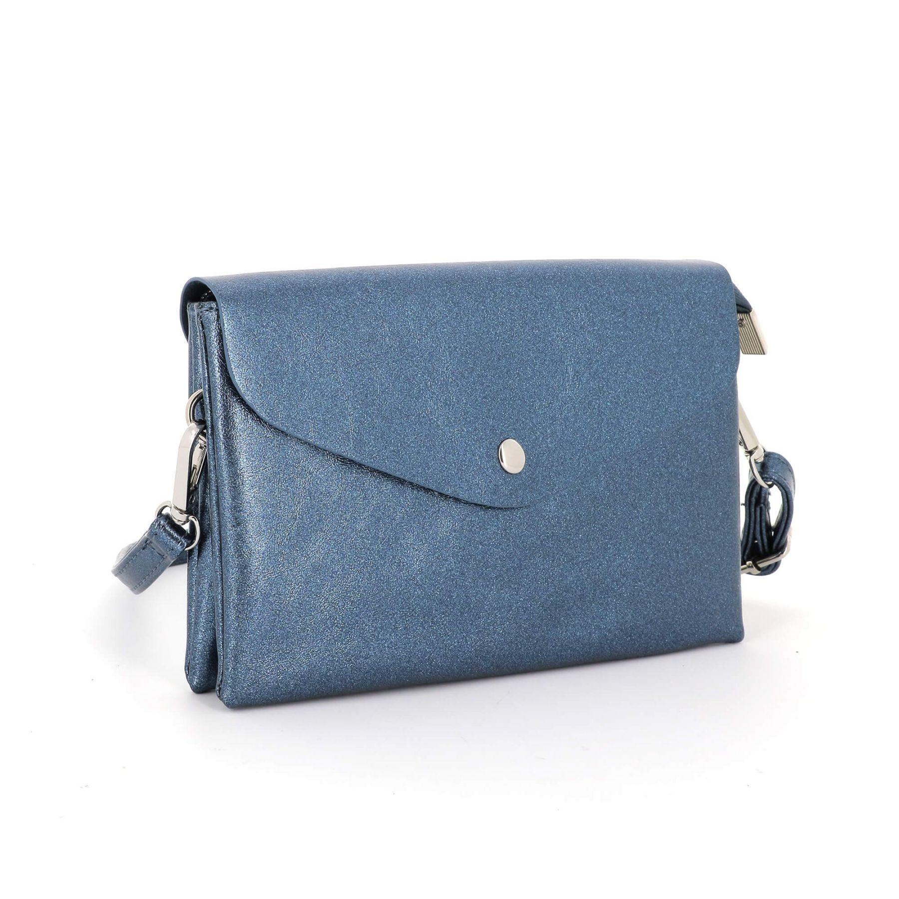 Flora & co Petit sac bandoulière similicuir irisé 2 compartiments Bleu