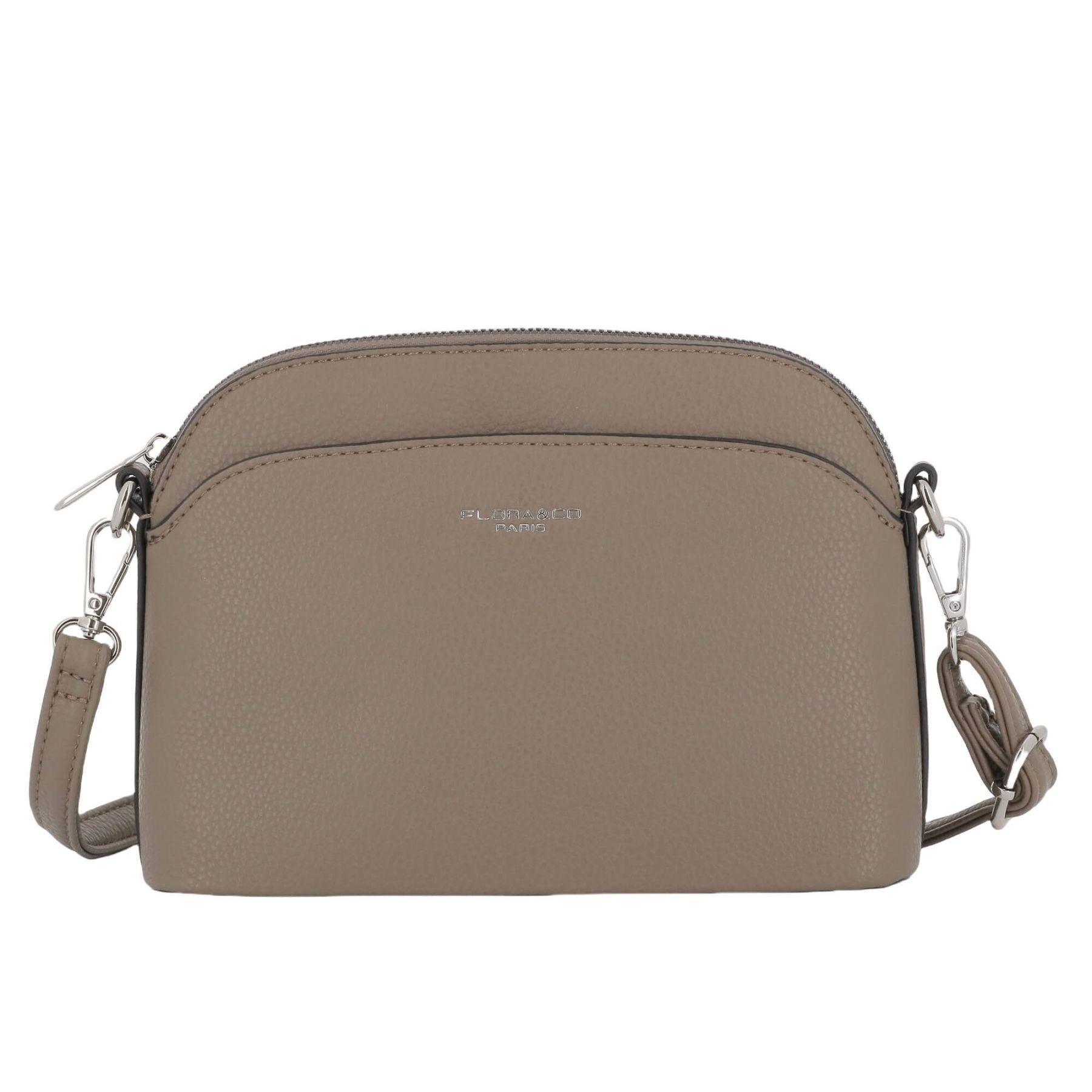 Flora & co Petit sac bandoulière arrondi multi-poches femme Taupe Fonce