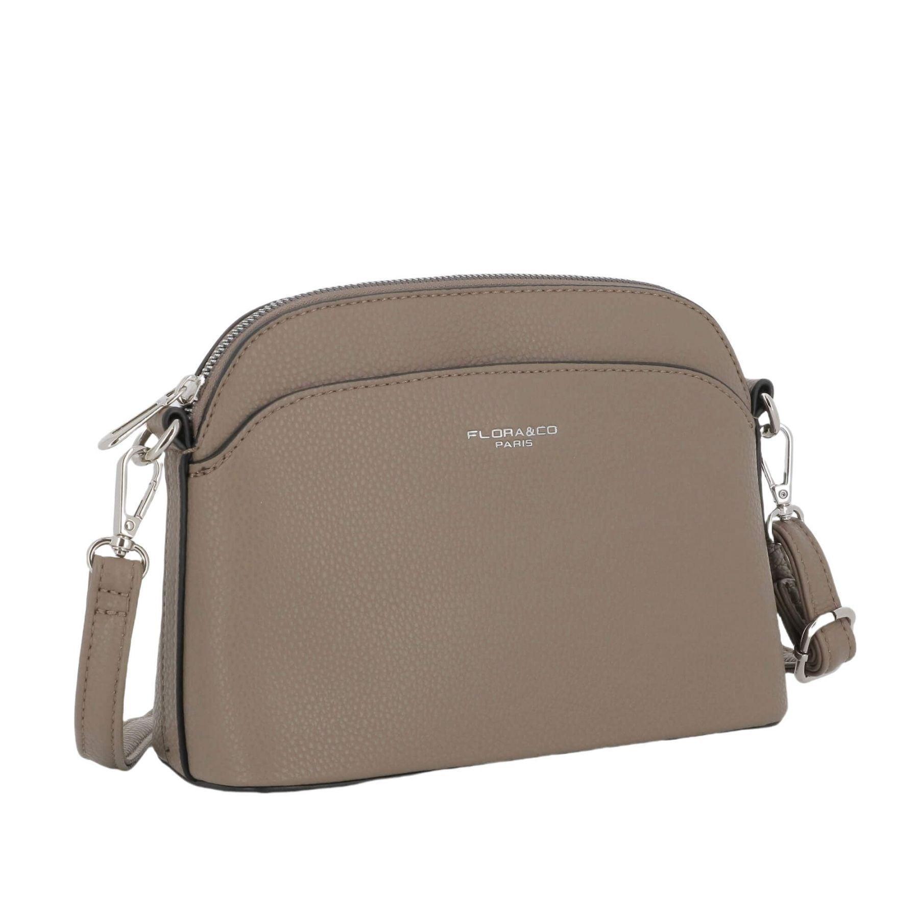 Flora & co Petit sac bandoulière arrondi multi-poches femme Taupe Fonce