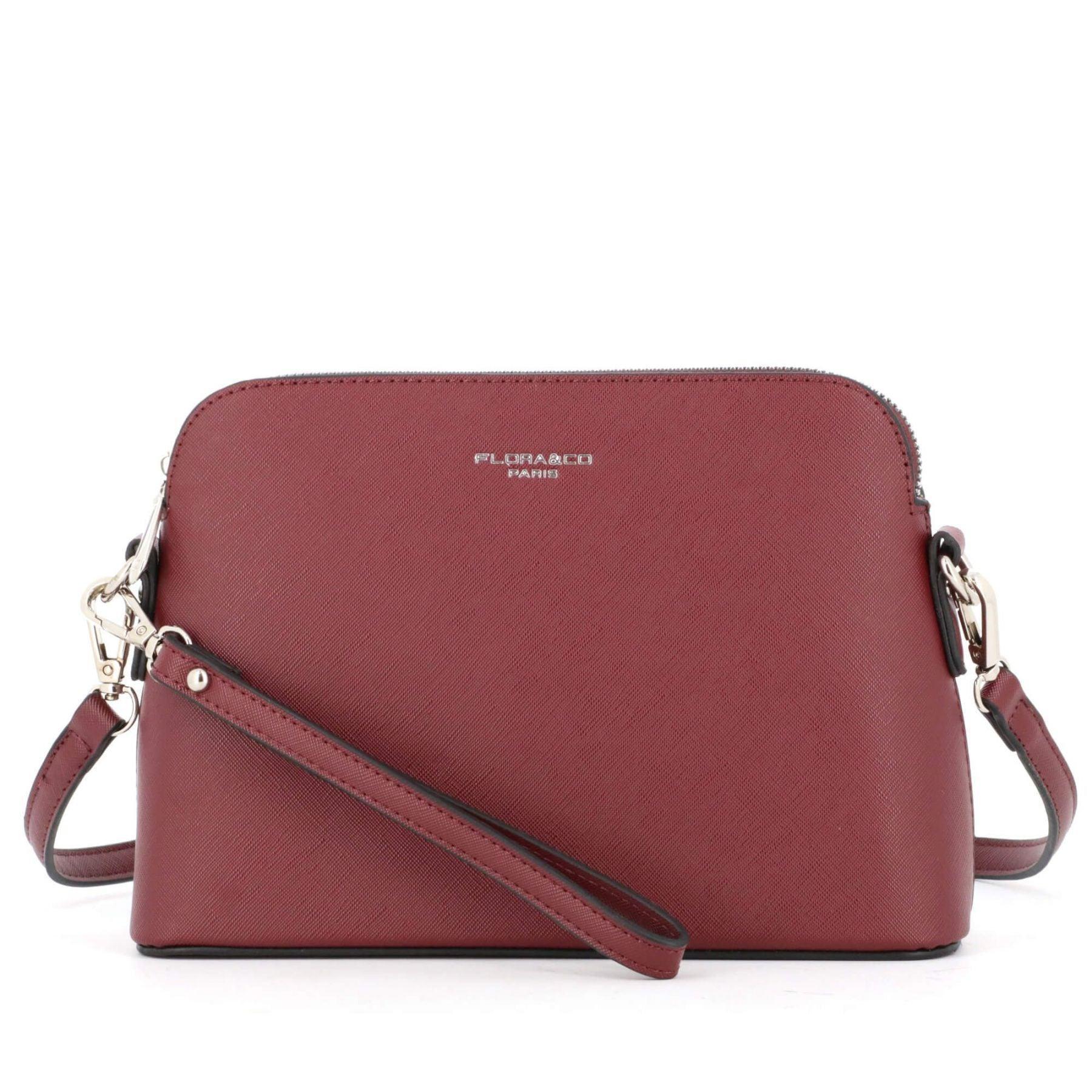 Flora & co Petit Sac bandoulière similicuir dragonne Bordeaux