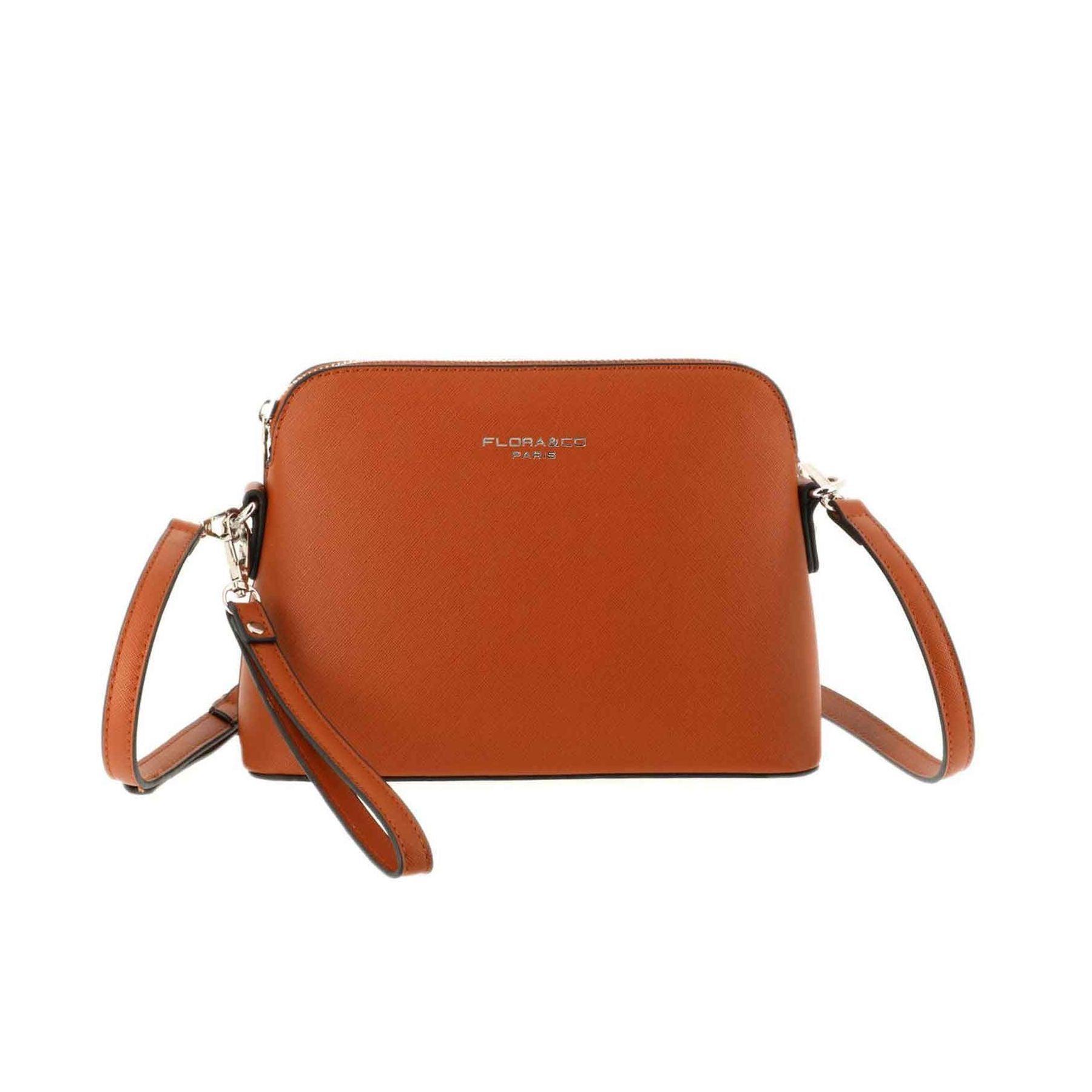 Flora & co Petit Sac bandoulière similicuir dragonne Camel