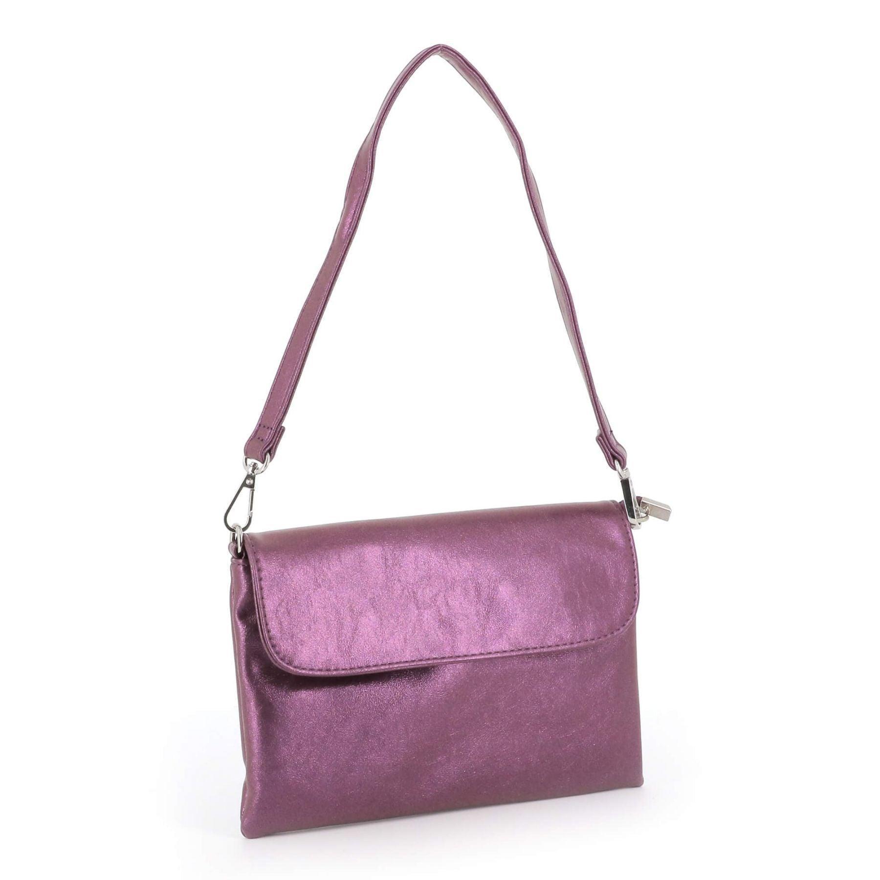 Flora & co Petit sac bandoulière pochette lanière irisé Taupe Métal