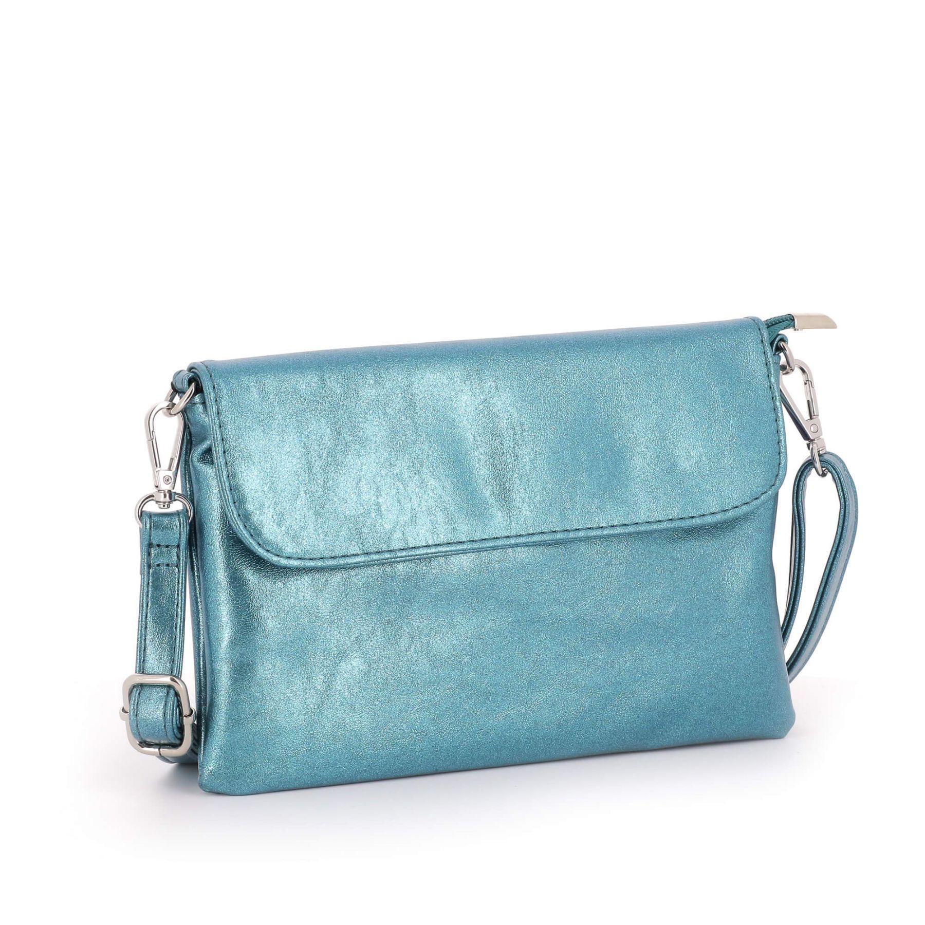 Flora & co Petit sac bandoulière pochette lanière irisé Bleu Canard