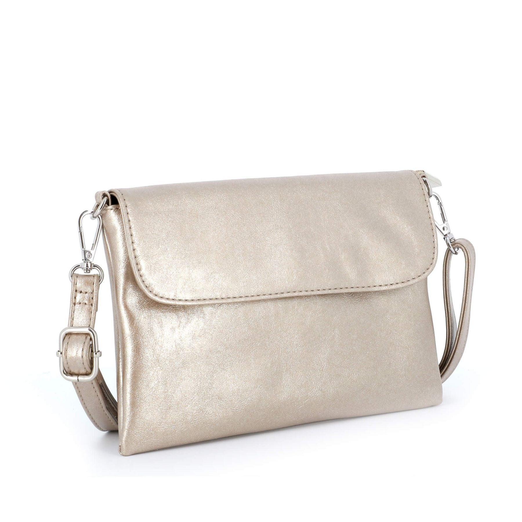 Flora & co Petit sac bandoulière pochette lanière irisé Taupe Métal