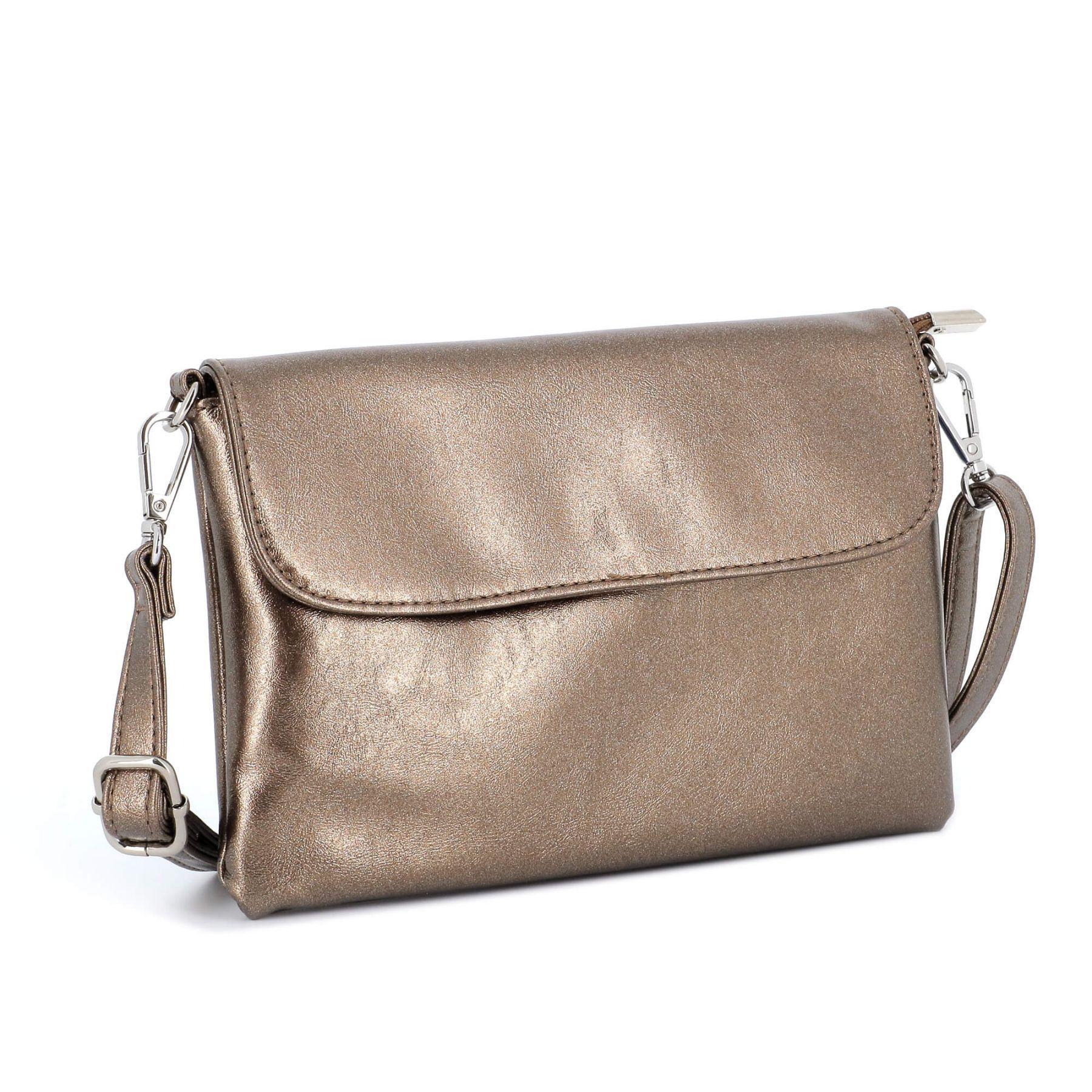 Flora & co Petit sac bandoulière pochette lanière irisé Taupe Métal