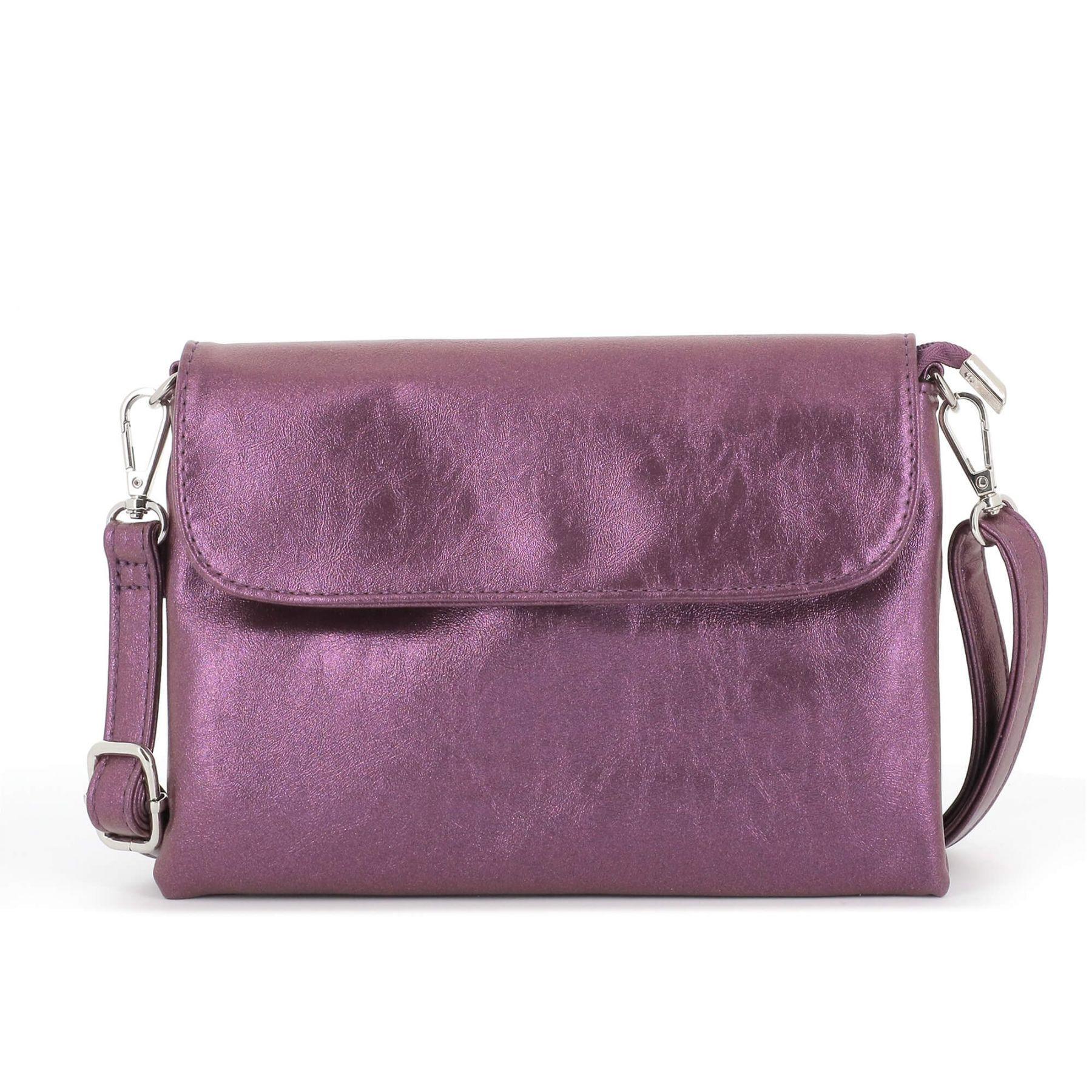 Flora & co Petit sac bandoulière pochette lanière irisé Taupe Métal