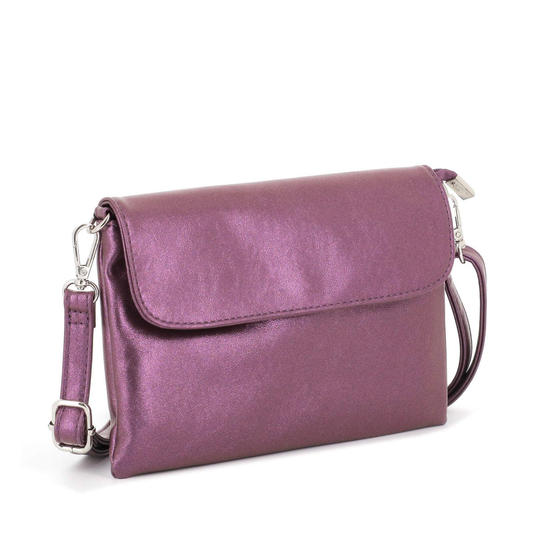 Flora & co Petit sac bandoulière pochette lanière irisé Taupe Métal