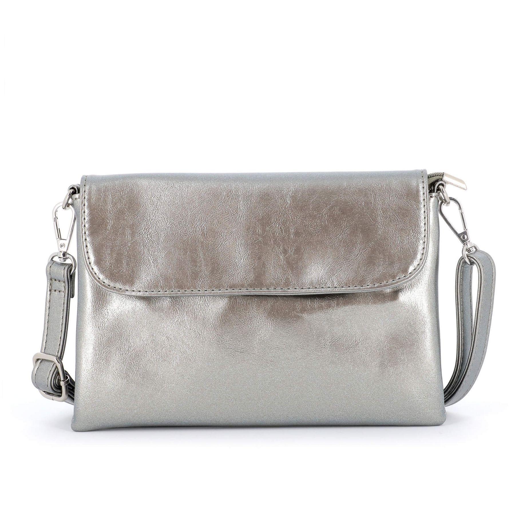 Flora & co Petit sac bandoulière pochette lanière irisé Taupe Métal