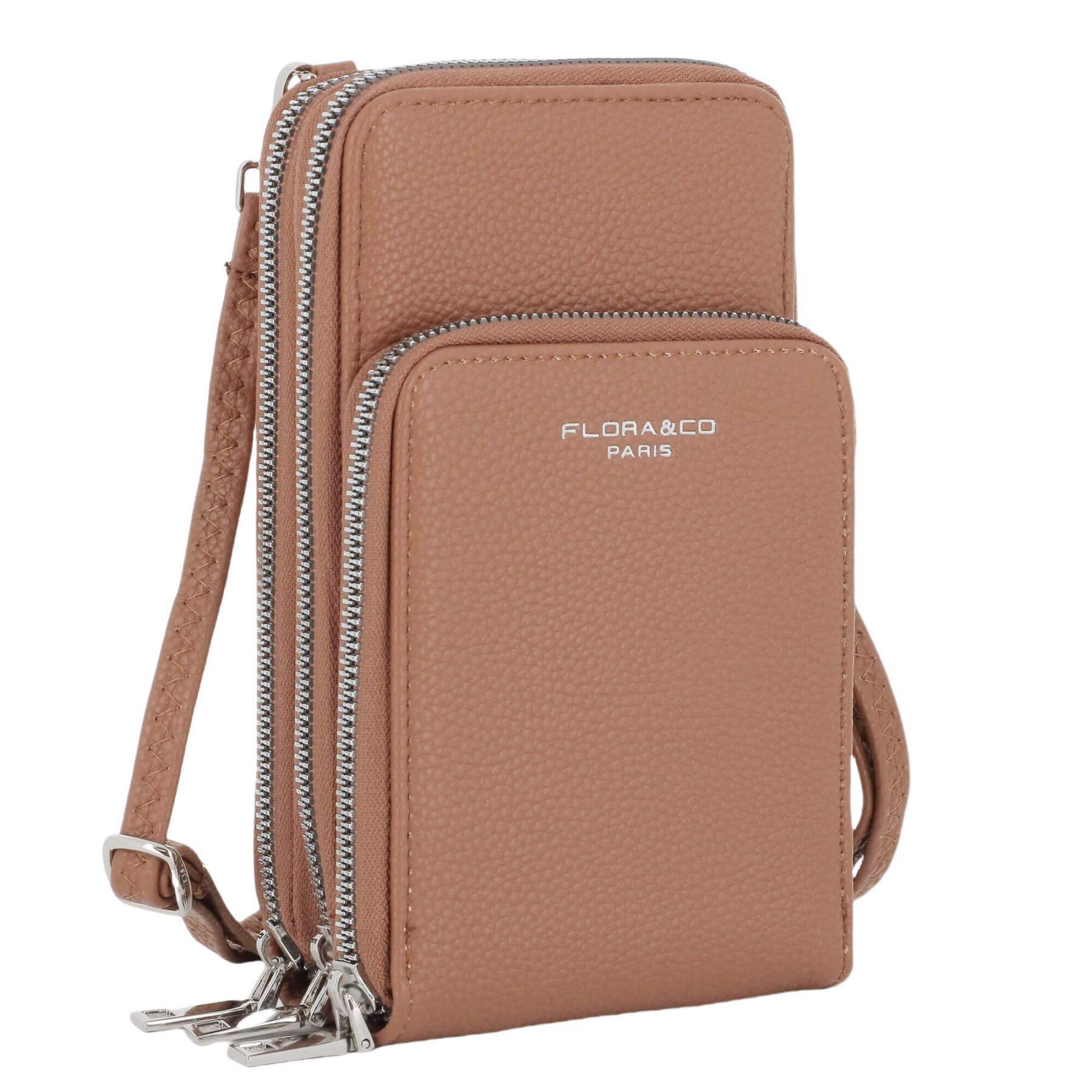 Flora & co Petit sac bandoulière téléphone 6.7 pouces pour femme Camel