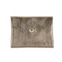 Made in Italy Petit Sac De Rangement Cuir Irisé Femme Ultra Fin Taupe