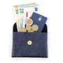 Made in Italy Petit Sac De Rangement Cuir Irisé Femme Ultra Fin Bleu Marine