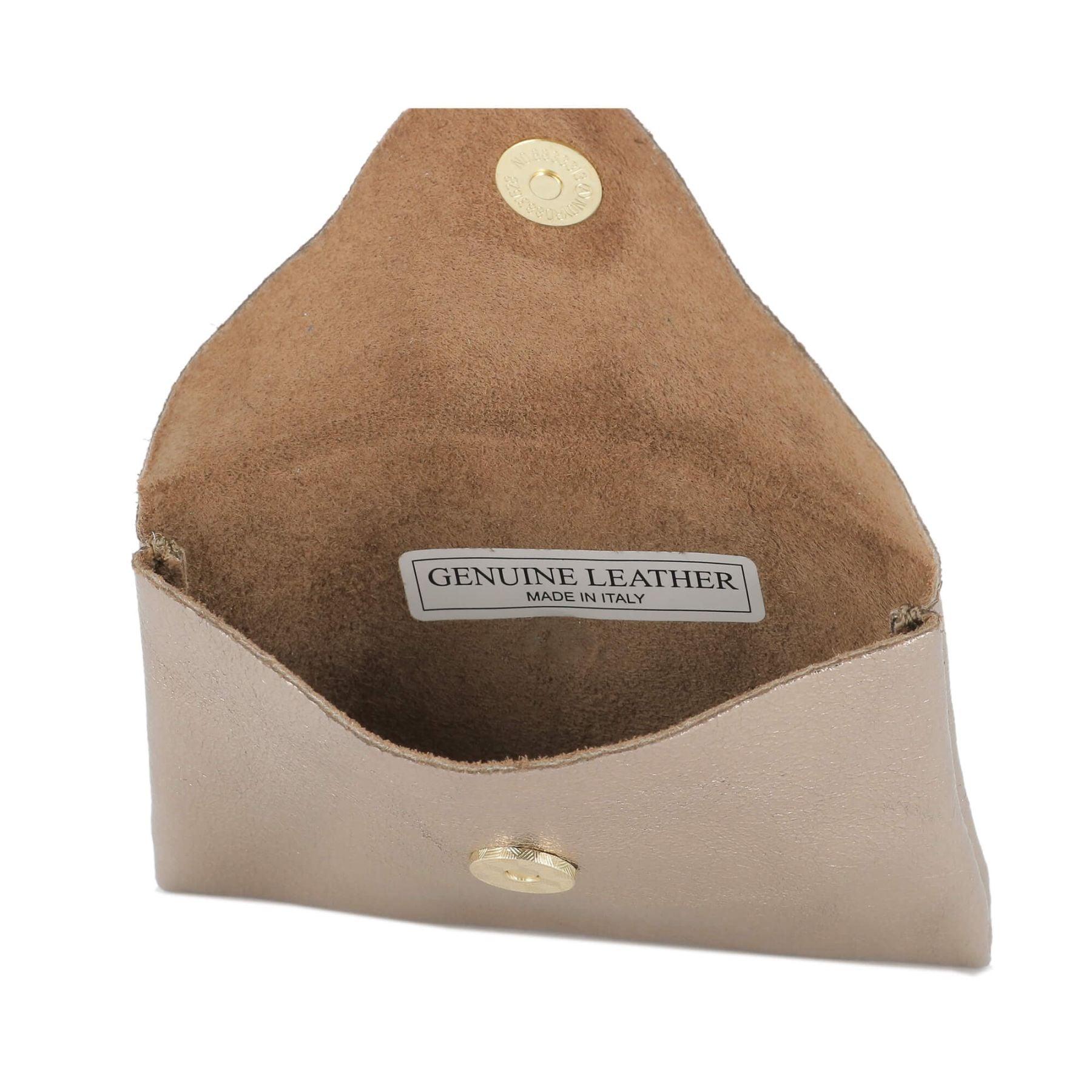 Made in Italy Petit Sac De Rangement Cuir Irisé Femme Ultra Fin Taupe