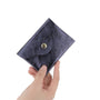 Made in Italy Petit Sac De Rangement Cuir Irisé Femme Ultra Fin Bleu Marine