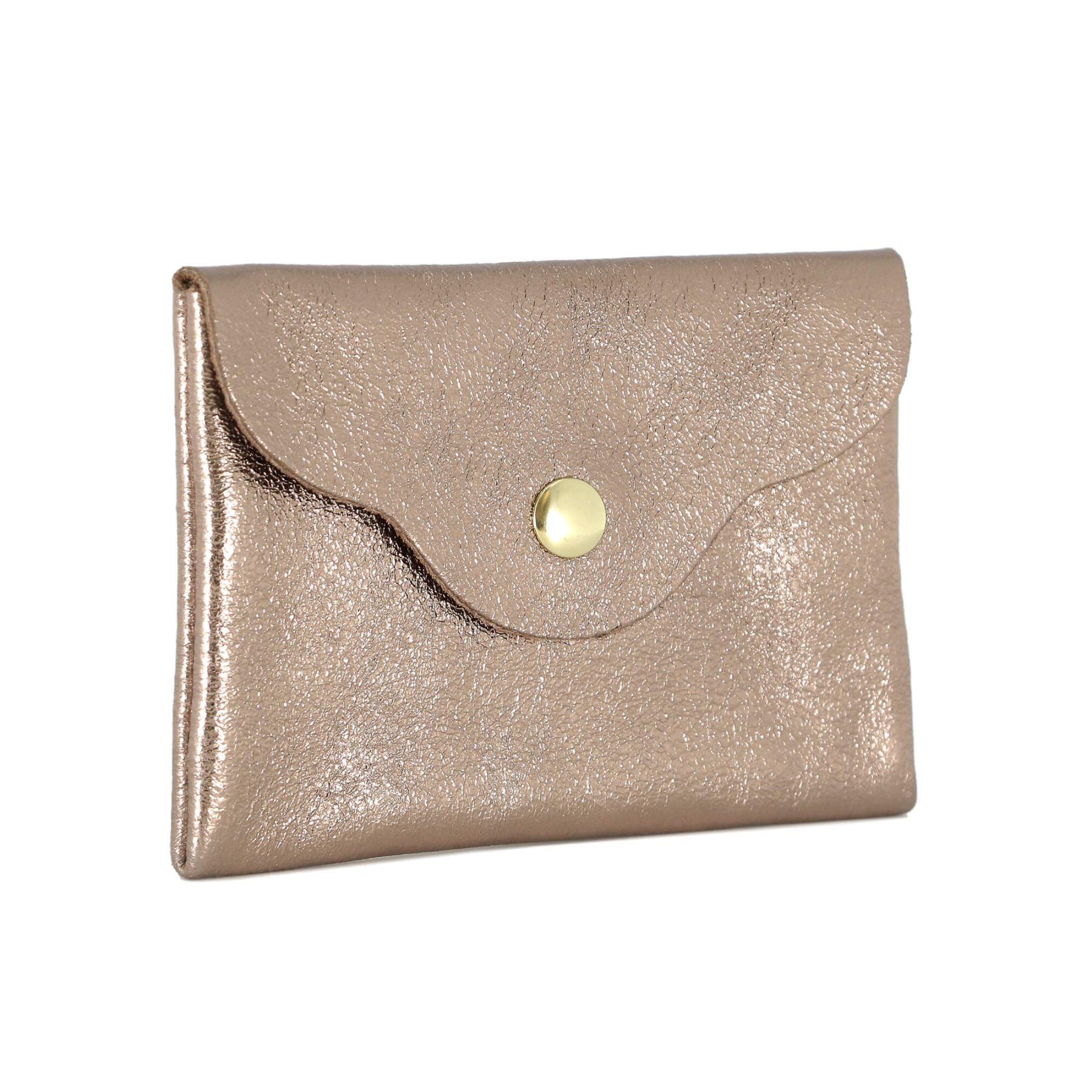 Made in Italy Petit Sac De Rangement Cuir Irisé Femme Ultra Fin Taupe