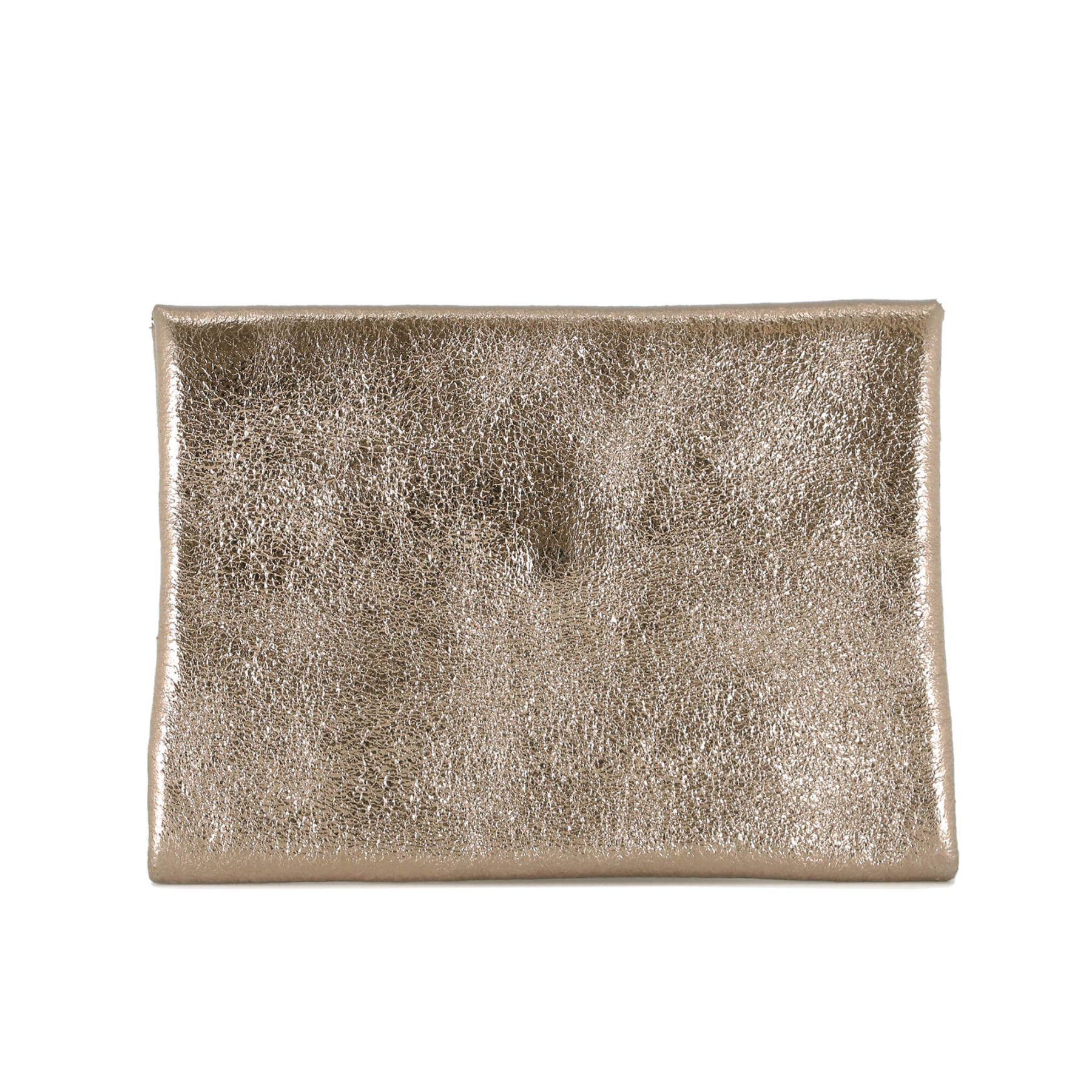 Made in Italy Petit Sac De Rangement Cuir Irisé Femme Ultra Fin Taupe